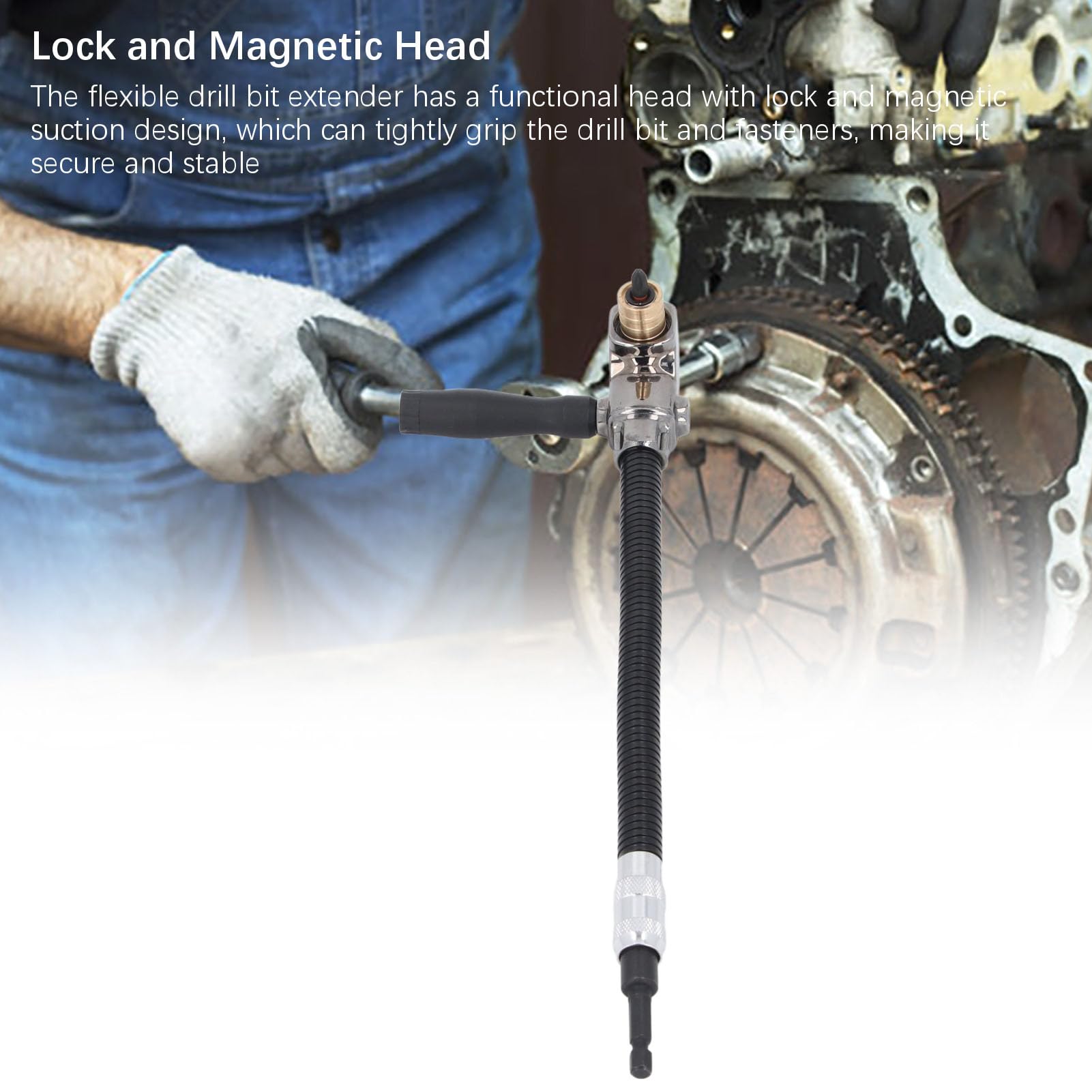 Extension Flexible du Bit de Perceuse avec Adaptateur de Forage à Angle Droit, Porte-tronçon D'extension du Tournevis à Arbre Flexible de 11,8