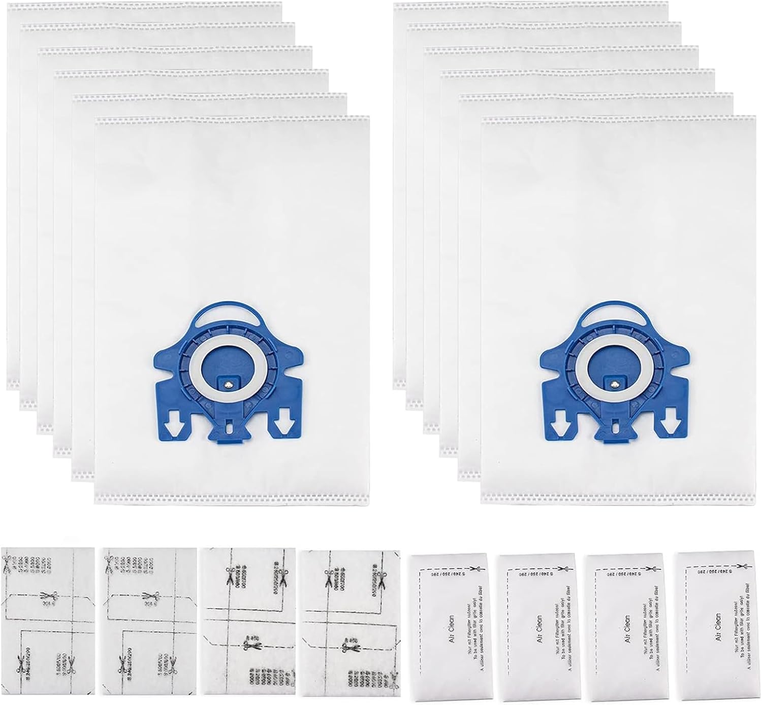 12 Pack Upgraded 3D Airclean Dust Bags Replacement for Miele GN Vacuum Cleaner Bags Fit for Miele Classic C1 C2 C3, S227, S240, S270, S280, S400, S2, S5, S8 Series Airclean Bags