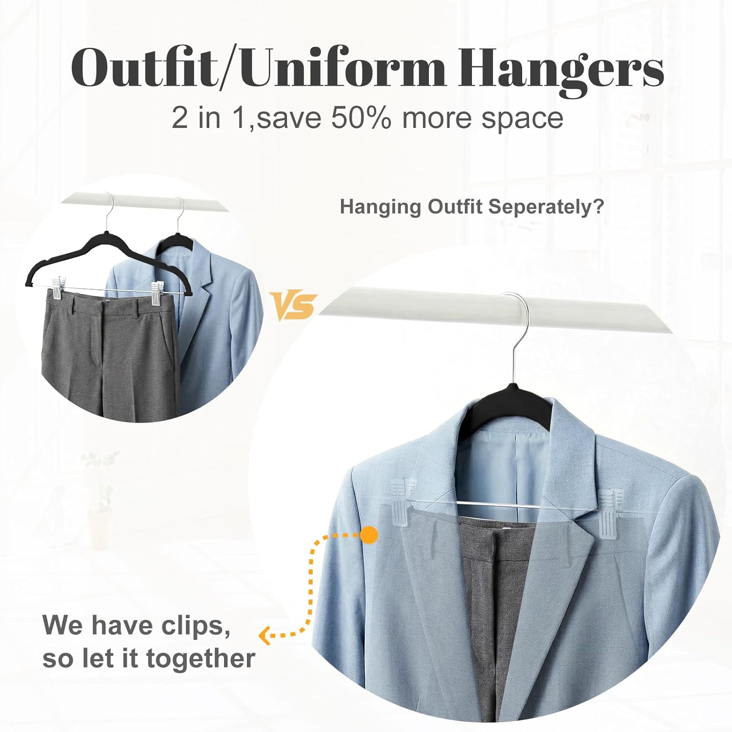 HOUSE DAY Velvet Skirt Hangers 36 Pack, Black Velvet Pant Hangers with Adjustable Clips, Space Saving Slim Shorts Hanger, Heavy Duty Non Slip Clip Hanger for Pants, Skirts, Shorts - Image 5