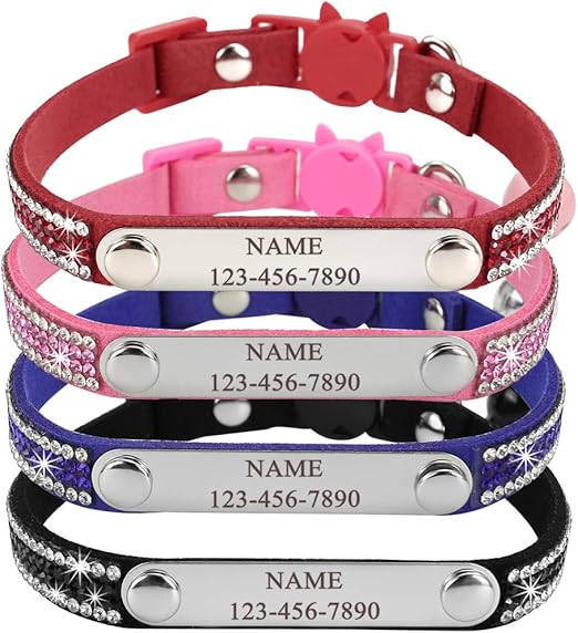 Pet Supplies Mogoko Personalized Breakaway Cat Diamond Collar