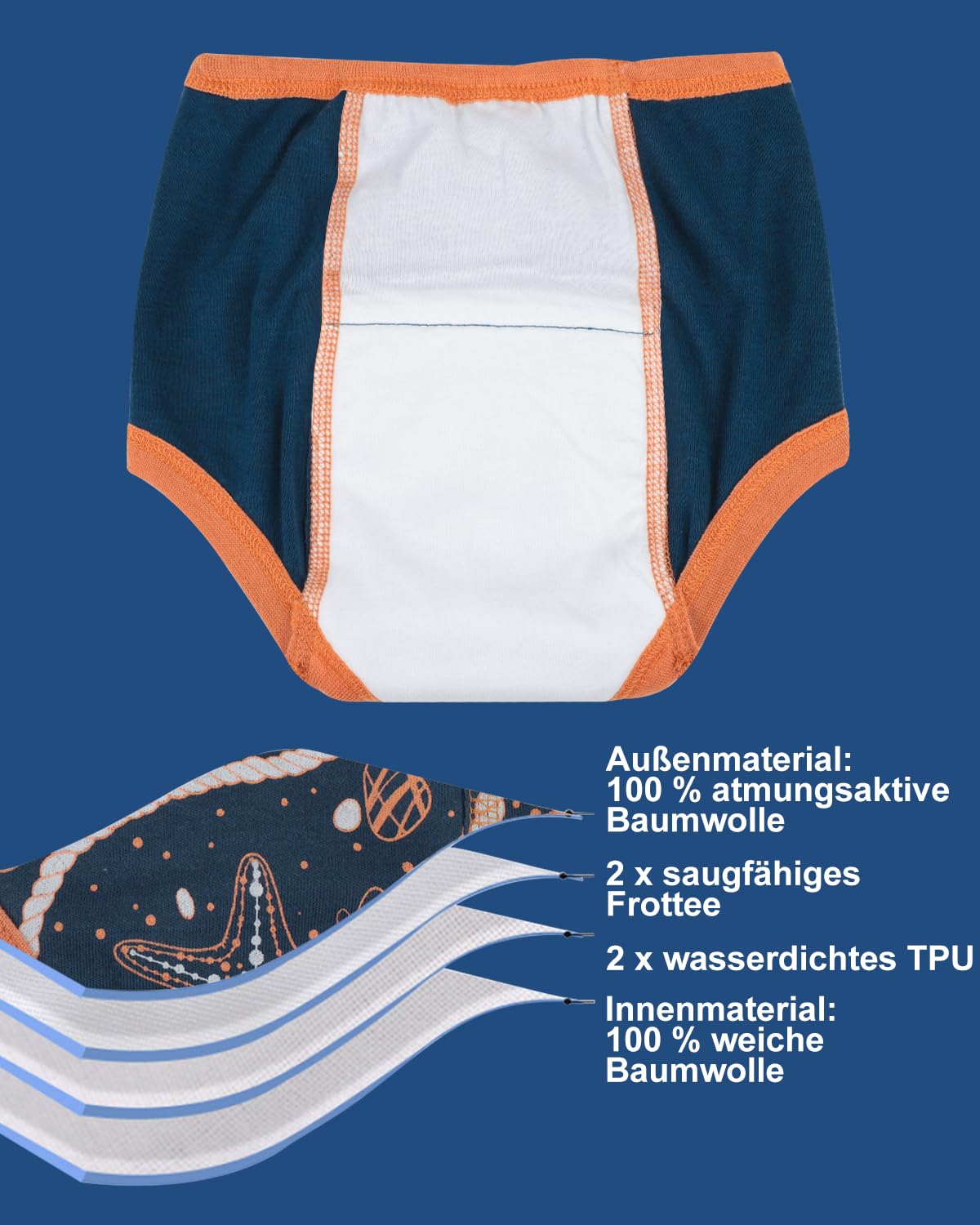 FLYISH Direct Trainingshose für Jungen, weich und saugfähig, 6-lagiger Stoff, 100% Baumwolle, 4 Packungen/6 Packungen, Auto - 3