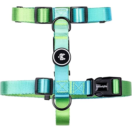 Amazon Tailsweetie 犬 ハーネス 小型犬 はーねす かわいい グラデーション 犬用胴輪 抜けない ファッション 通気性 超軽量 ソフト 高密度ナイロン製 サイズ調整可能 中型犬 大型犬 子犬 柴犬 秋田犬 緑 S Tailsweetie ハーネス 通販