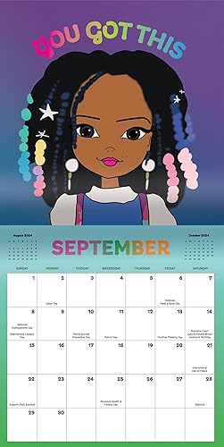Miniatura 8 de Calendario de pared inspirador afroamericano 2024 de niña negra