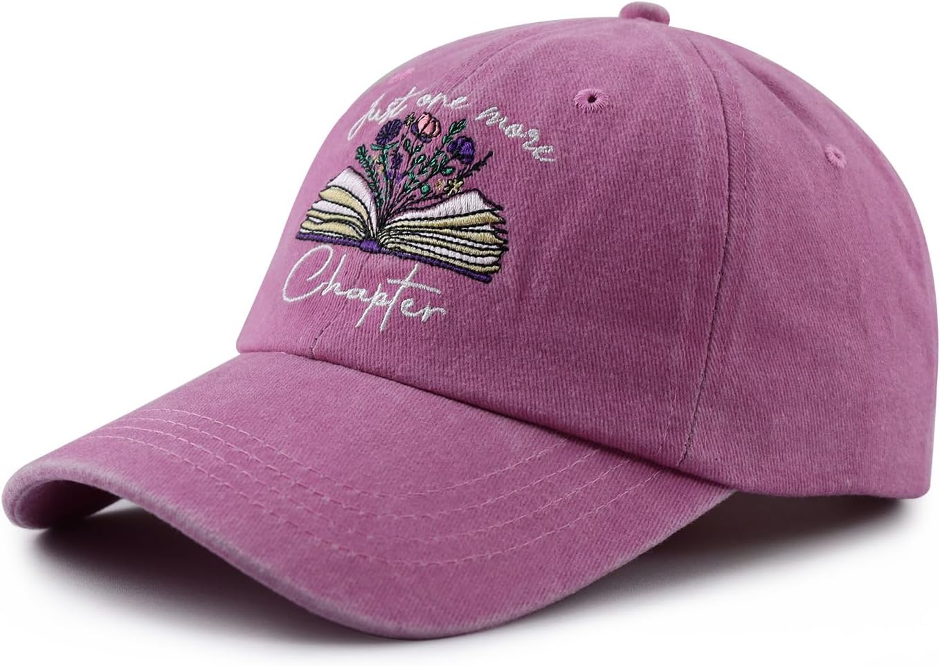 Just One More Chapter Hat for Men Women, Funny Adjustable Cotton Embroidered Book Lover Bookish Baseball Cap - Image 2