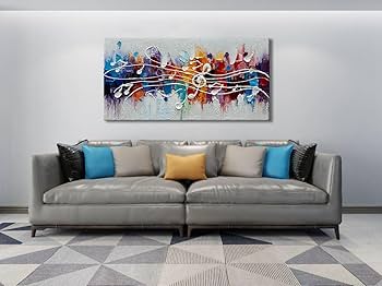 Amazon.com: zoinart Colorful Music Symbol Oil Painting on Canvas