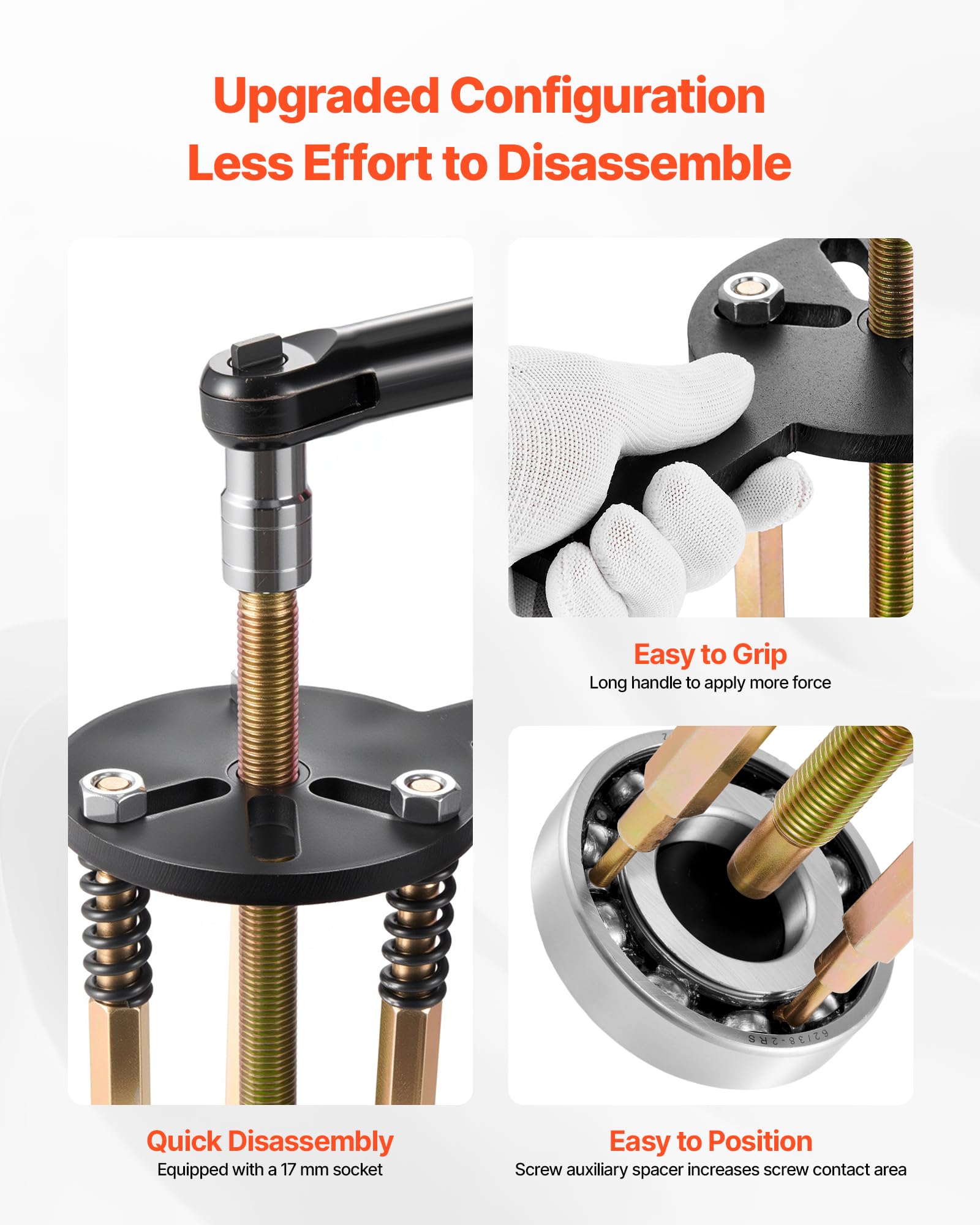 VEVOR Juego de Extractores Multifuncional de Rodamientos 36 en 1 para Rodamientos Internos y Externos, con Estuche Portátil Resistente y Resorte y un Vaso de 17 mm, 400 x 255 x 55 mm, Marrón