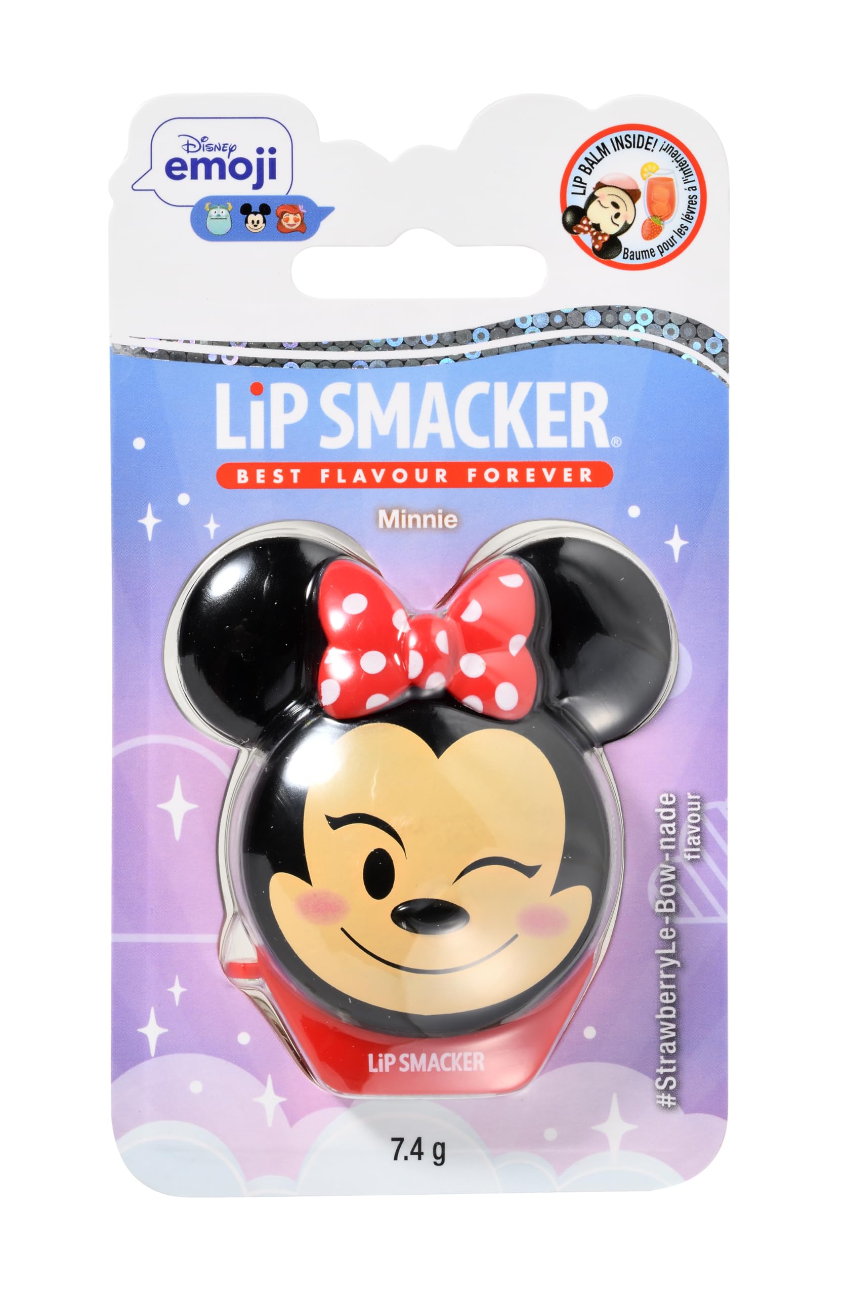 Lip Smacker Disney Minnie Mouse Emoji, Bálsamo Labial para Niños, con Sabor a Limonada, Hidrata y Refresca, Pack Individual