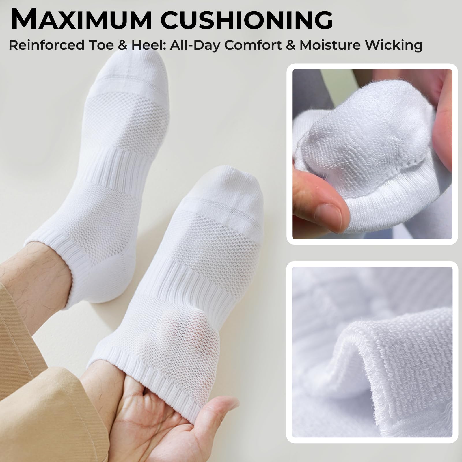 VoJoPi Ankle Athletic Running Socks for Men Women Cushioned 6 Pairs Cotton Low Cut Sport Anti-Blister Breathable Socks - 4