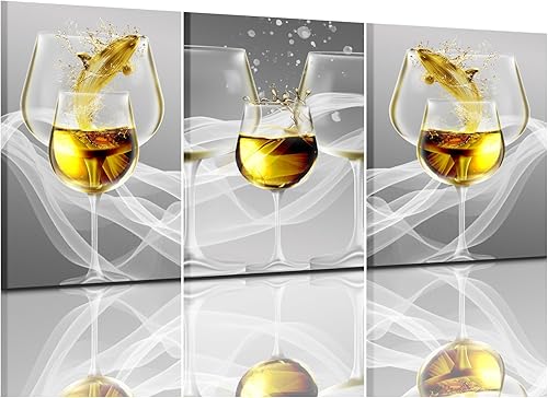 3 piezas de decoración de cocina, arte de pared de vino, decoración de comedor, decoración de pared de cocina, lienzo blanco y negro, decoración de