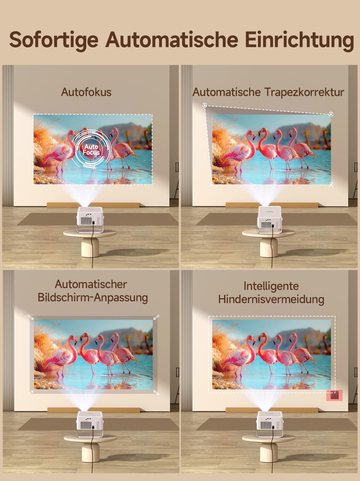 Magcubic Smart Beamer 4K mit Android 14, Native 1080P Projektor 800 ANSI, WLAN 6 & Bluetooth, Autofokus, Automatische Trapezkorrektur, 180° Drehbar