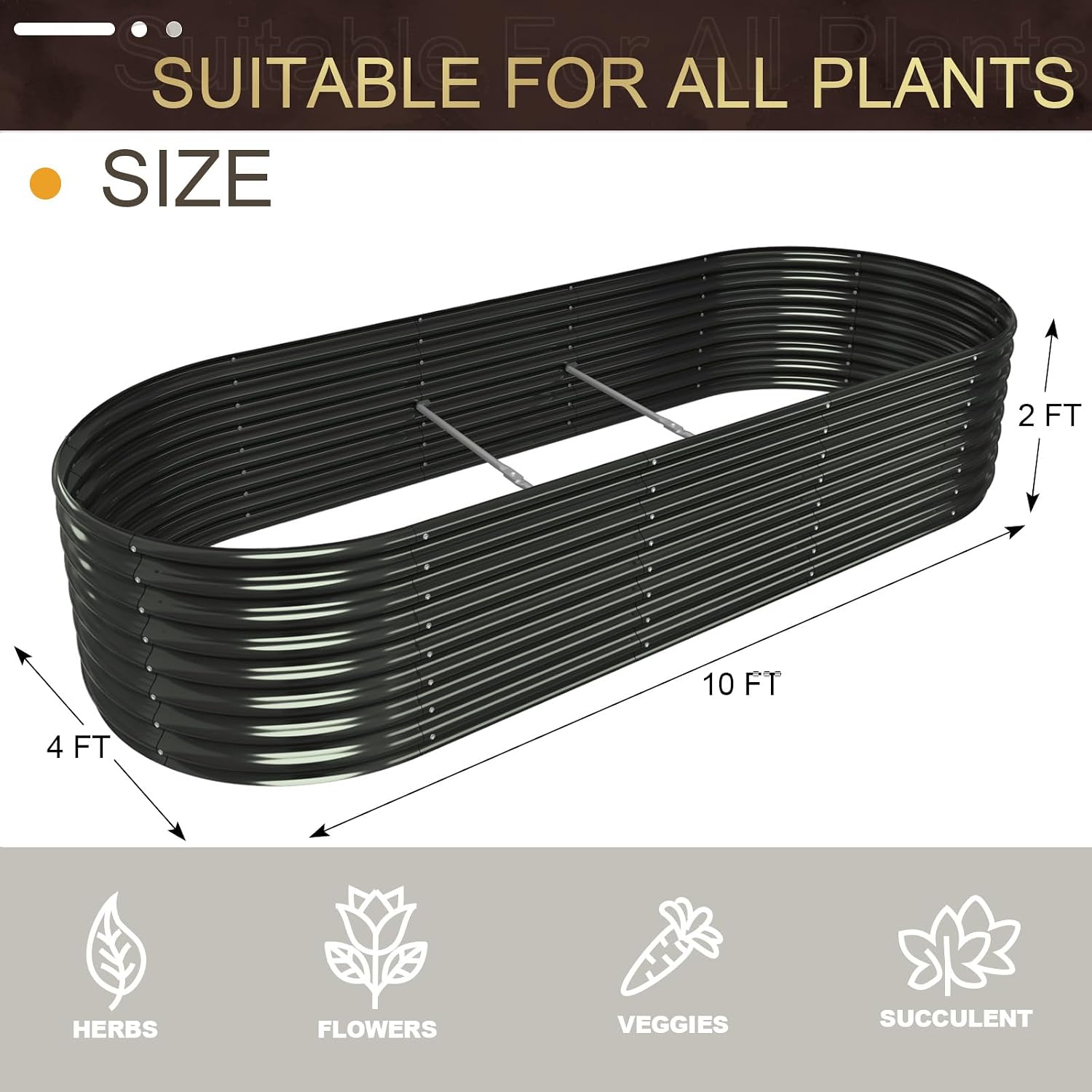 FRIZIONE 10FT(L)×4FT(W)×2FT(H) Raised Garden Bed Outdoor, Raised Garden Beds for Flower, Raised Planter Box Outdoor for Herb, Vegetable-Gray