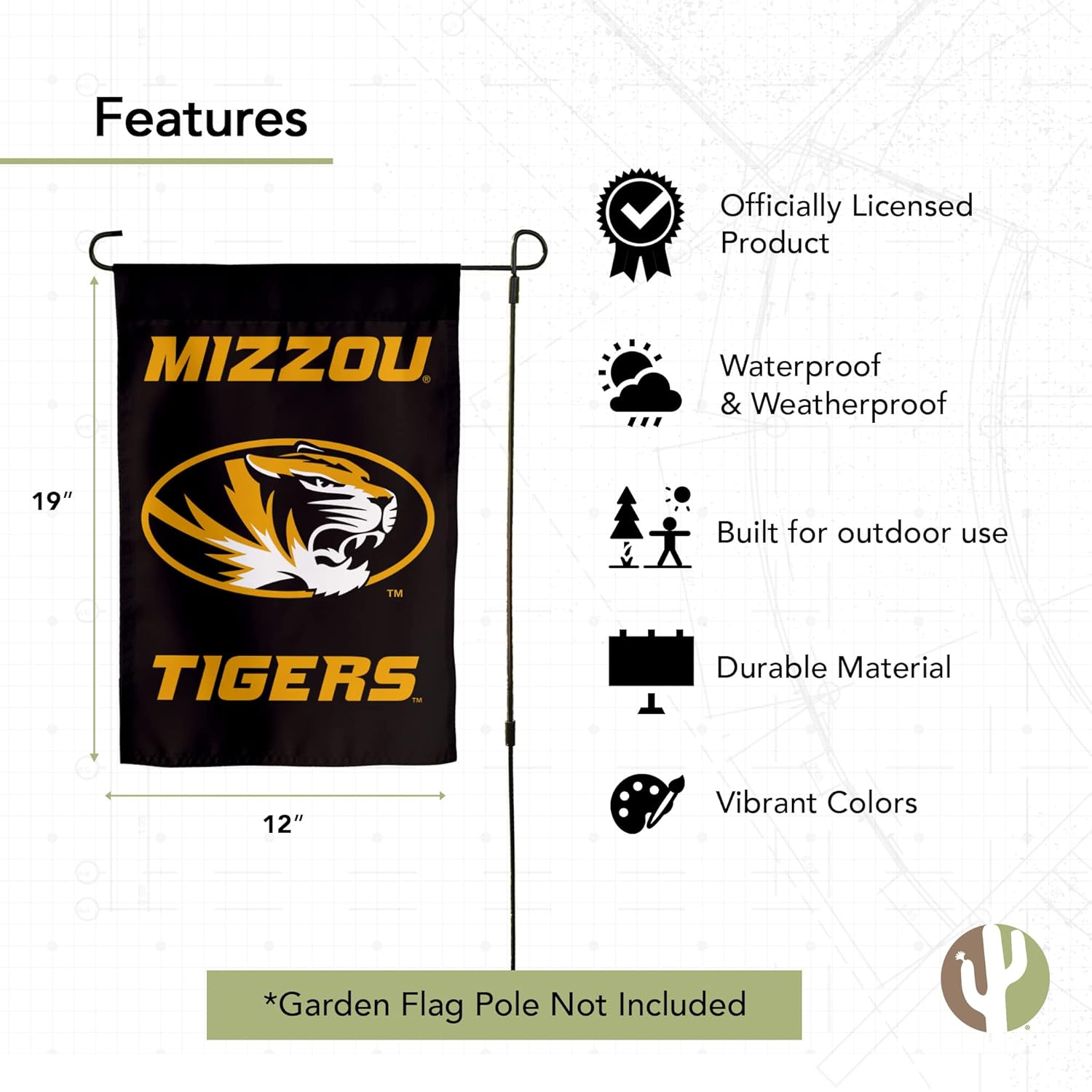 Desert Cactus University of Missouri UM Garden Flag – 19 x 12 Inch Missouri Tigers Banner, for Outdoor Display and Events (Design C) - Image 4