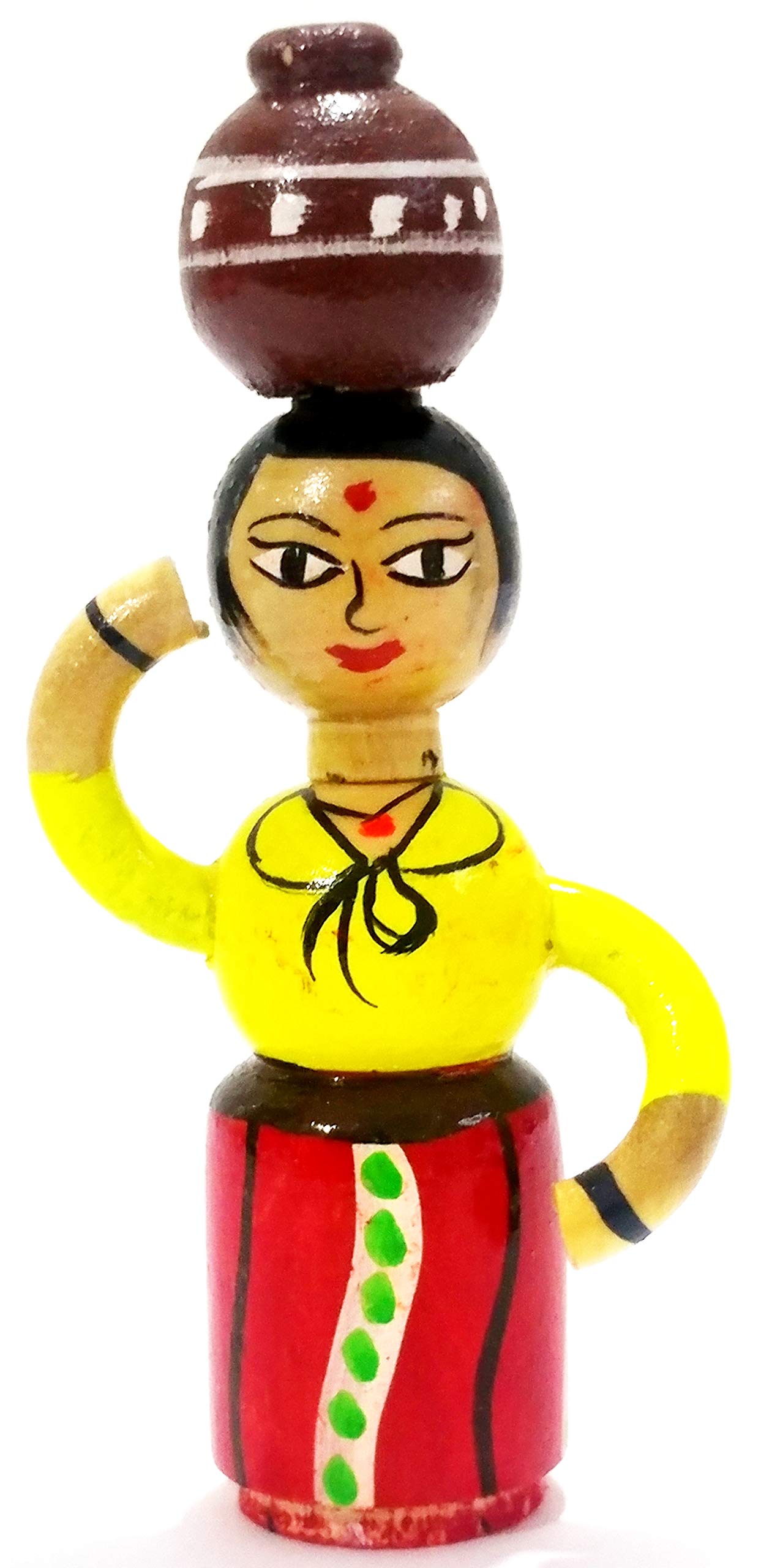Crafts India® Handcrafted channapatna Wooden Pot Carrying Lady Doll / Toy - Chennamma - 9.5 cms (B08YP27CK4) Amazon Price History, Amazon Price Tracker