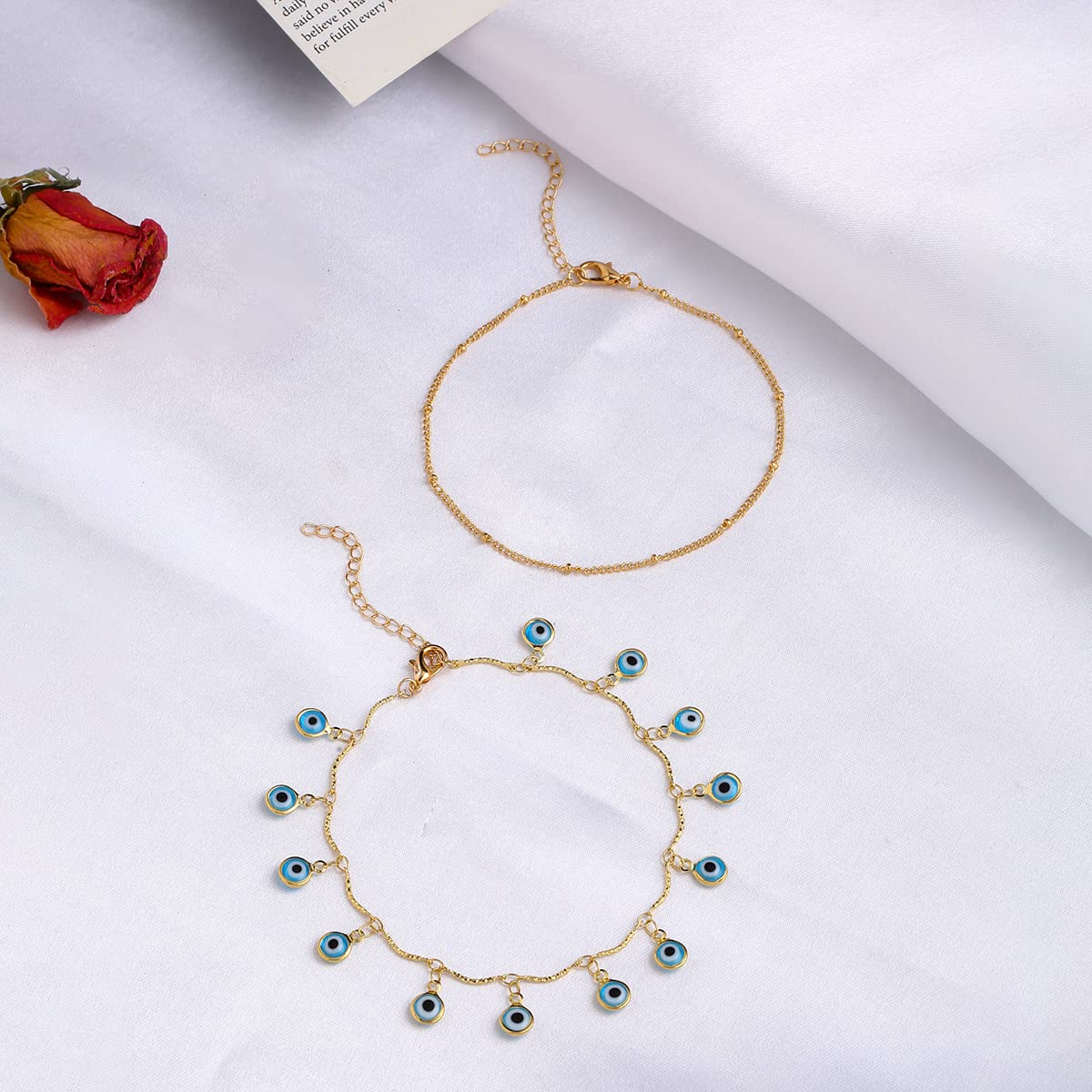 Evil Eye Multilayer Chain Anklet - Adjustable