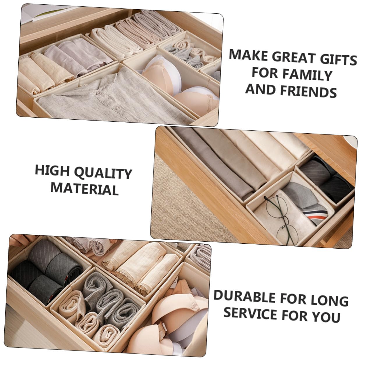 Gatuida 3 Stück Faltbare Stoff Aufbewahrungsbox Unterwäsche Organizer Waschbar Für Schubladen Bh Socken Schrank Ordnungssystem