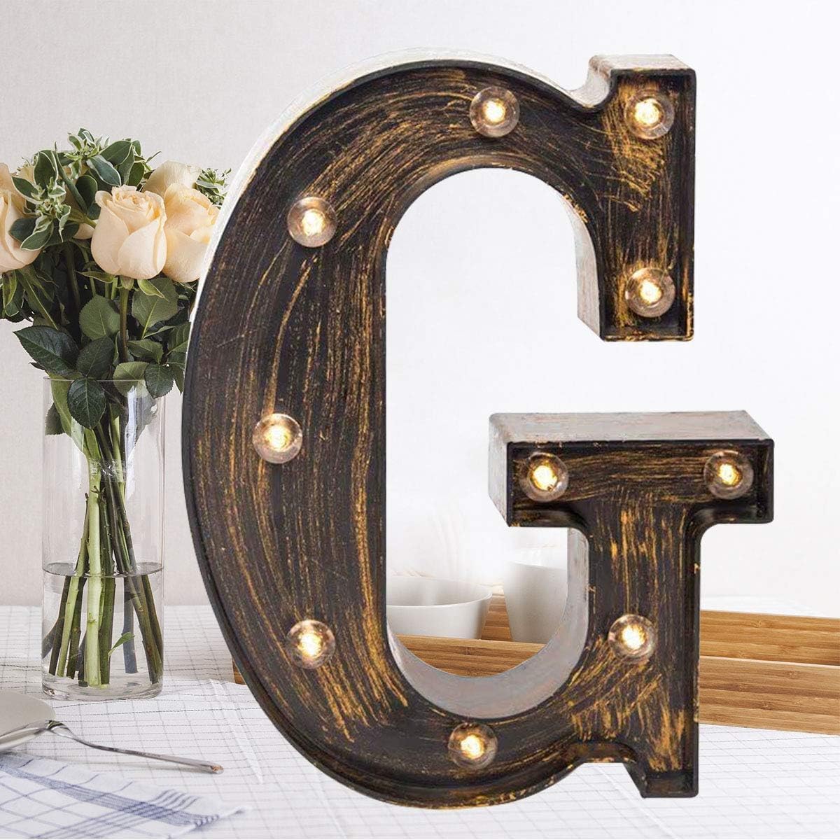LED Letter Lights,Alphabet Light Up Sign, Battery Operated Decorative Letters for Home, Wedding, Party, Bar & Cafe Decor (G)
