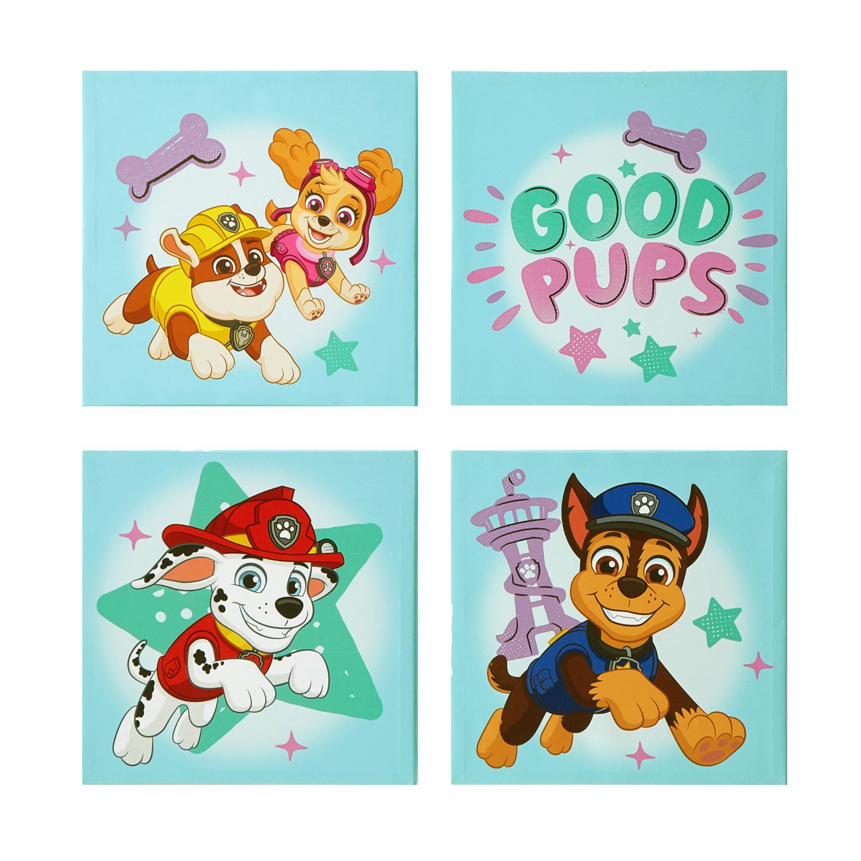 Tableaux Paw Patrol lot de 4 toiles pour masquer les imperfections murales facilement
