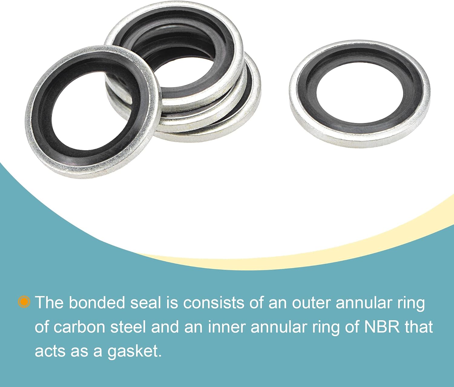 MECCANIXITY Bonded Sealing Washers M18 24.6x15x3mm Carbon Steel Nitrile Rubber Gasket, Pack of 50