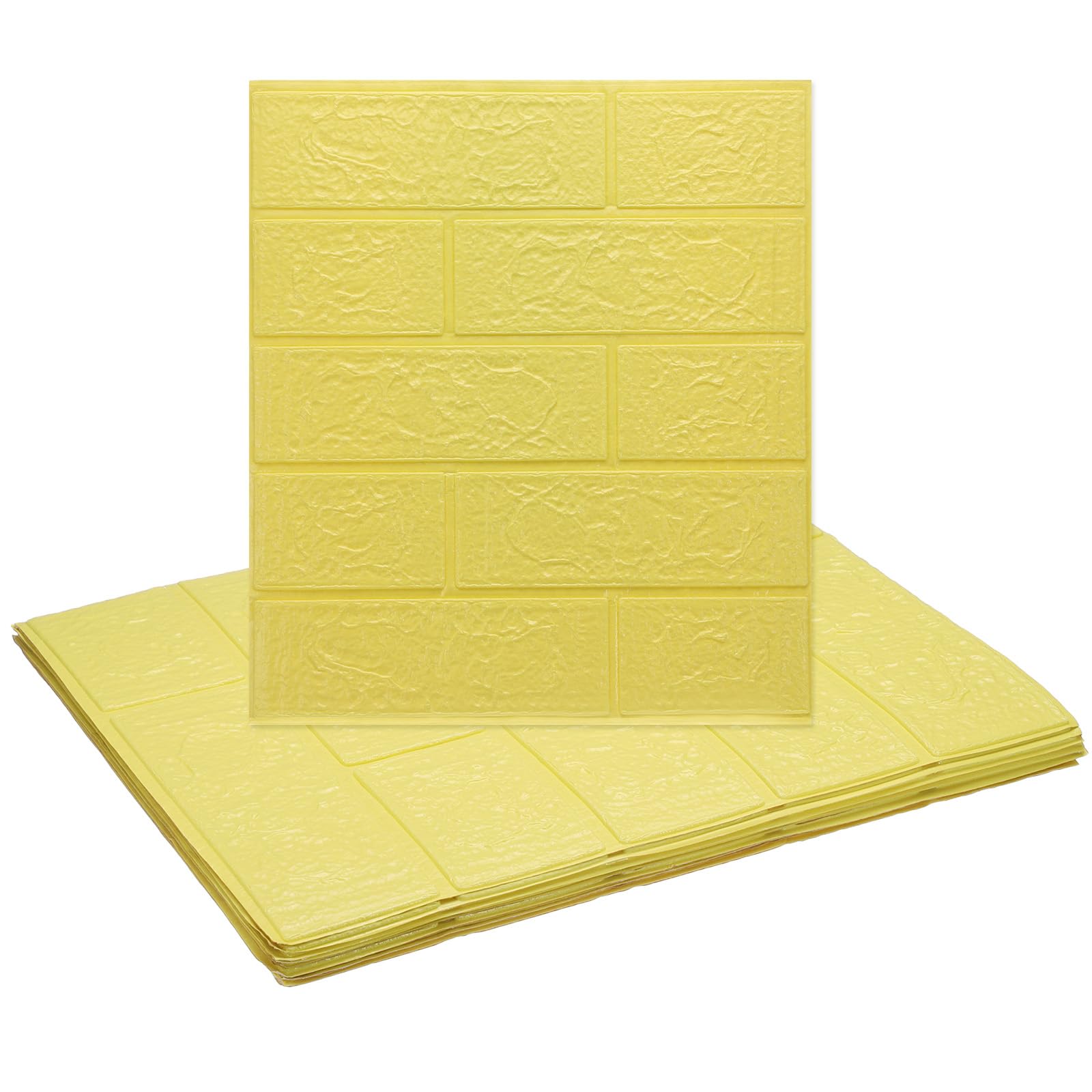 HARFINGTON Lot de 10 panneaux muraux effet brique 3D, couverture de 14,5 m², carrelage mural en brique, 35,1 x 38,6 cm, dosseret imperméable à motif brique, jaune
