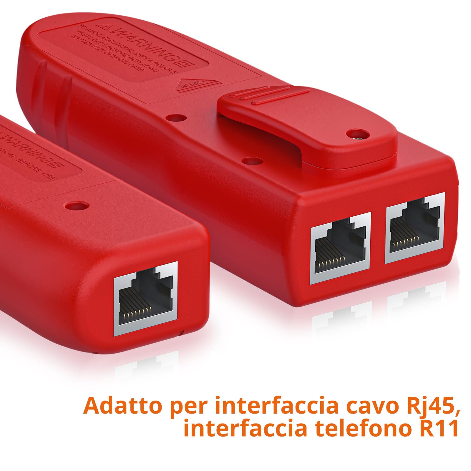 Proster Tester Cavo RJ45 RJ11 con Cuffie Tracciatore Tester Cavi Rete LAN Cavo RJ Portatile Localizzatore Cavo Cellulare Telefono Alta Sensibilità per LAN Ethernet BNC RJ45 RJ11-Rosso