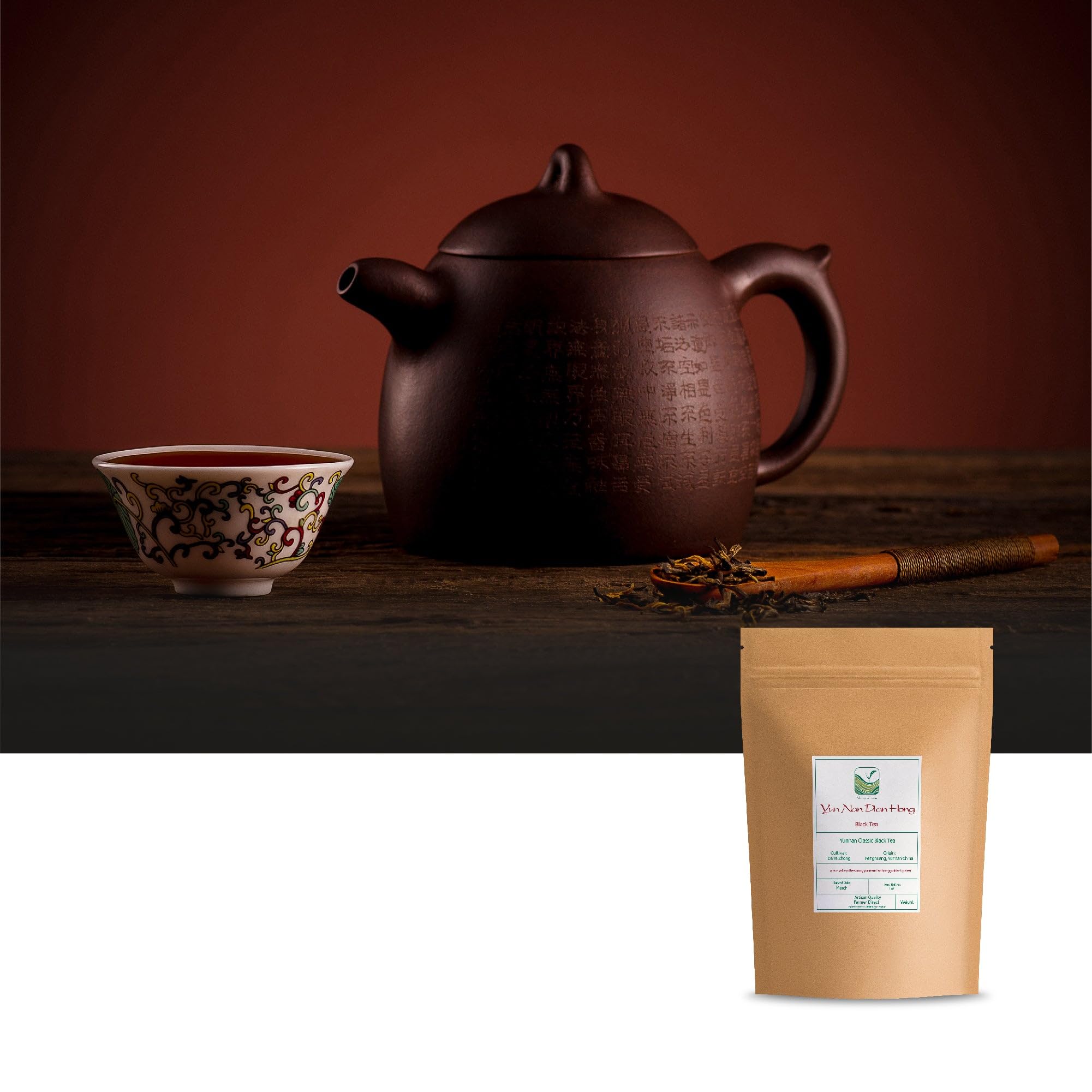 Yunnan Black Tea From China - Golden Monkey Tea China - Yun Nan Dianhong - Dian Hong | słodki miodowy smak z charakterystycznym połyskiem widocznym w suchym naparze