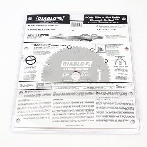 Miniatura 3 de Diablo Steel Demon Cermet II Hoja de sierra para metal mediano, 10 pulgadas de diámetro, 50 dientes TCG, eje de 1 pulgada, corte de .083 pulgadas,