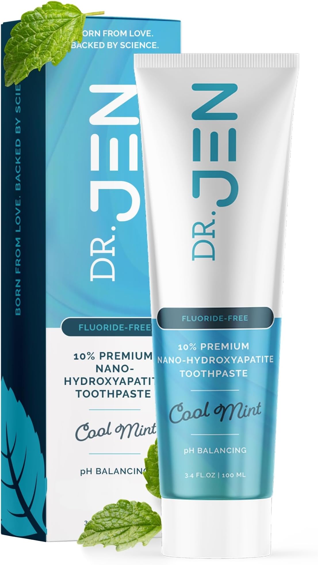 Dr Jen 10% Nano Hydroxyapatite Fluoride Free Natural Remineralizing Toothpaste, Developed by a Real Dentist, Safe to Swallow, Clinically Proven, Strengthen Enamel (4 oz)