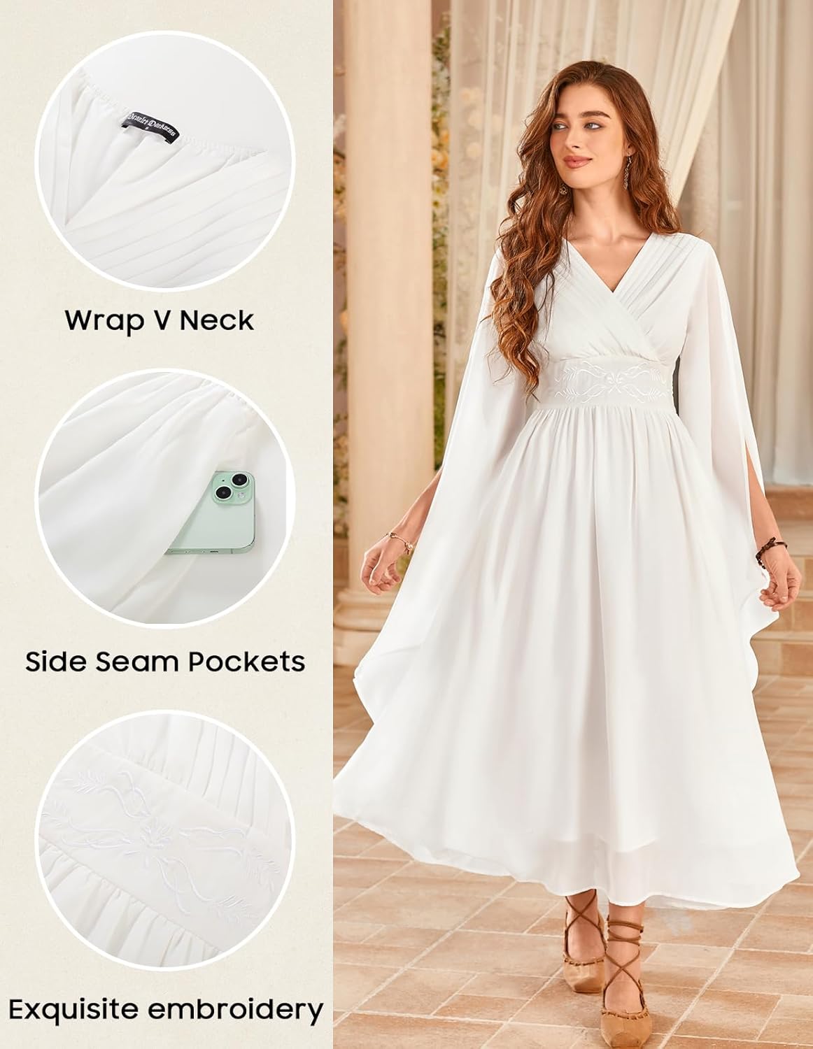 Scarlet Darkness Women's Renaissance Costume Wrap V Neck Medieval Dress Split Bell Sleeve Embroidery Fairy Dresses - Image 4