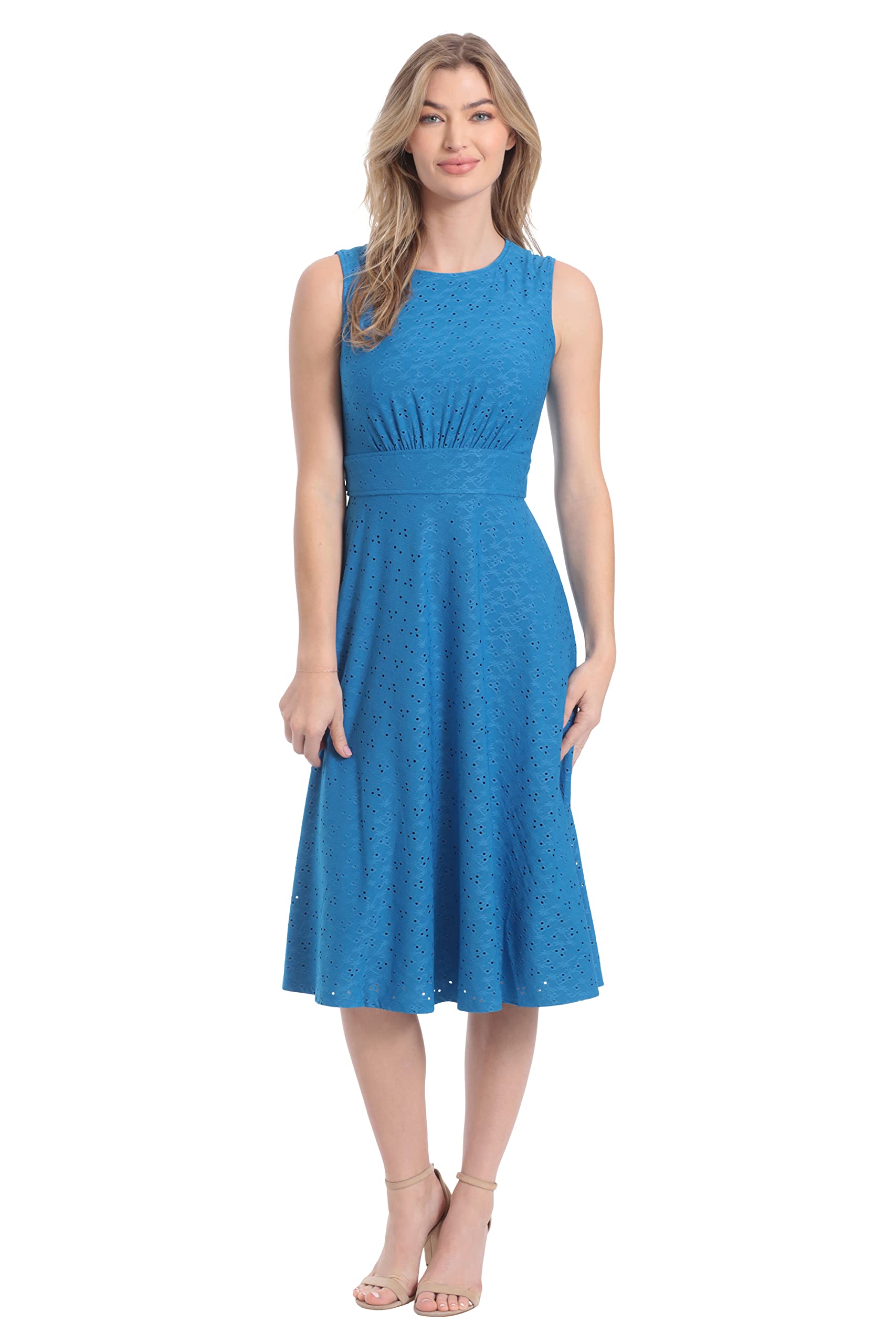 London Times Women's Dresses Inset Waist Midi Dress Career Office Occasion Guest of