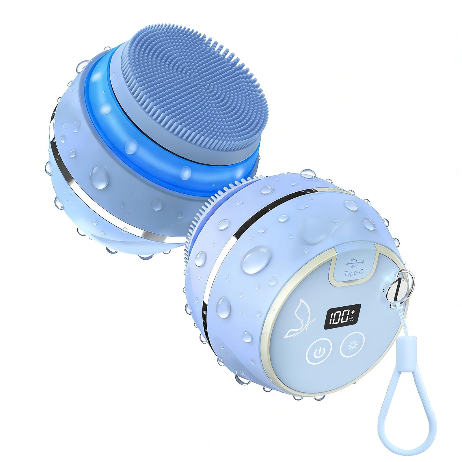 Gesichtsschrubber, wasserdichte Silikon-Gesichtsreinigungsbürste 6 Modi, 3 Lichteffekte, wiederaufladbares elektrisches Peeling, Tiefenreinigung, Scrubber für Frauen und Männer