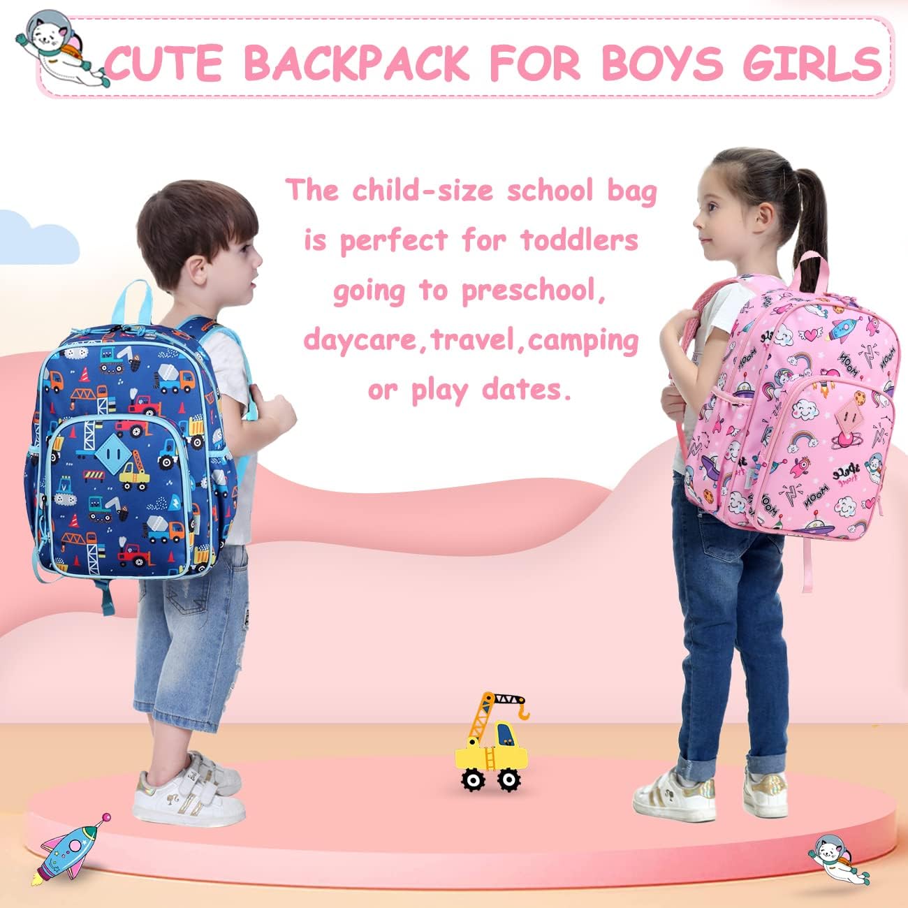 VASCHY Toddler Kids backpacks, Cute Lightweight Water Resistant Preschool Kindergarten Daypack SchoolBag Bookbag for Girls Pink Cats - Image 7