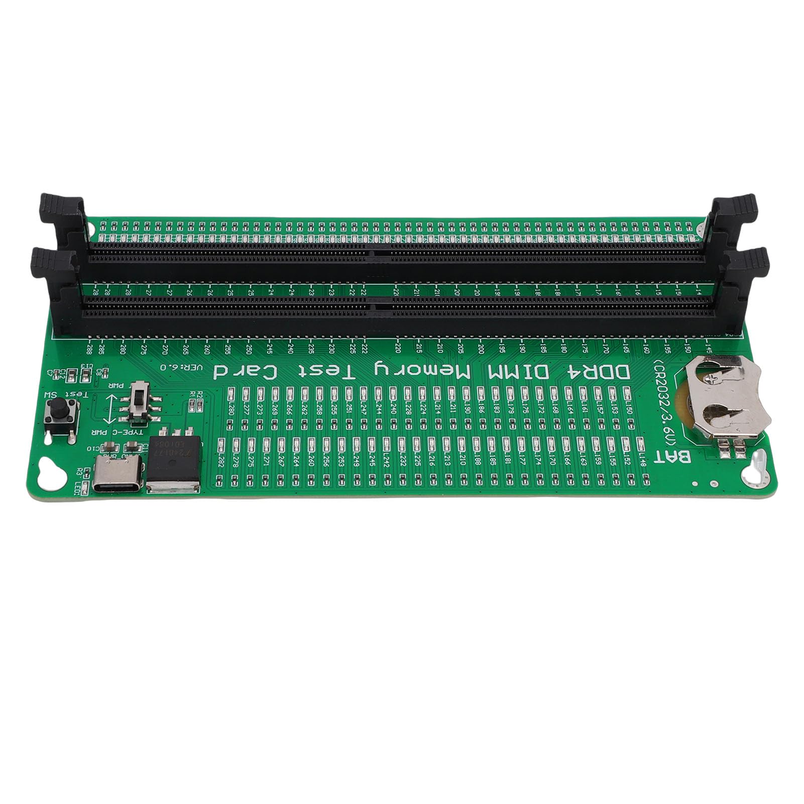 Hyuduo RAM-Speicher-Tester-Karte, DDR4-Steckplatz-Diagnosetool für Laptop-Computer mit LED-Lichtanzeige, Dual-Stromversorgungsmodi für Desktop- und Server-Computer