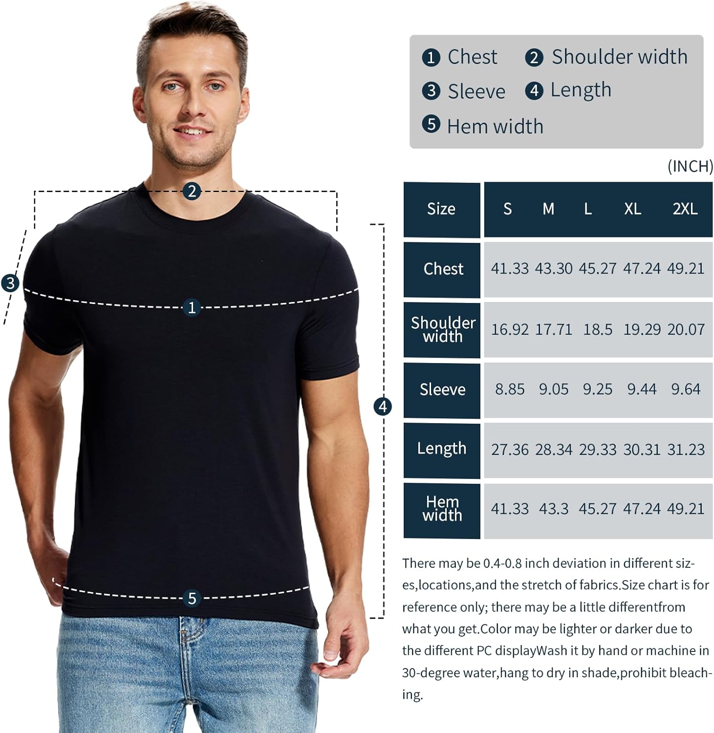 Mens Undershirts Moisture-Wicking T-Shirts 3 Pack Crewneck Basic Tees for Men - Image 6