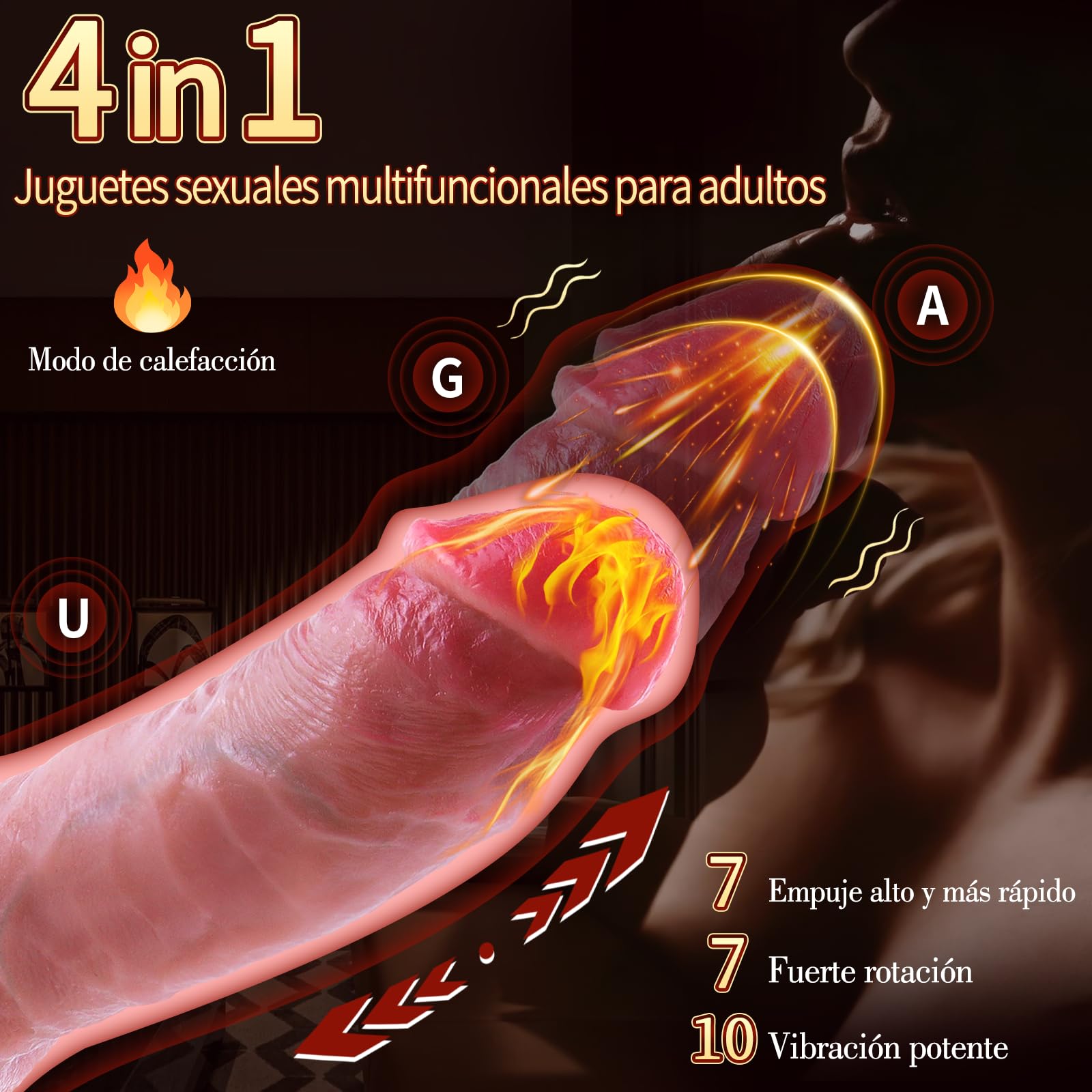 Consolador Juguetes Eróticos para Pareja Sexuales, 21.6 cm Vibradorador Mujer Hombre con Modos de 7 Empuje & 10 Vibración y Calentamiento, Dildo Vibrador para Punto G y Anal con Ventosa
