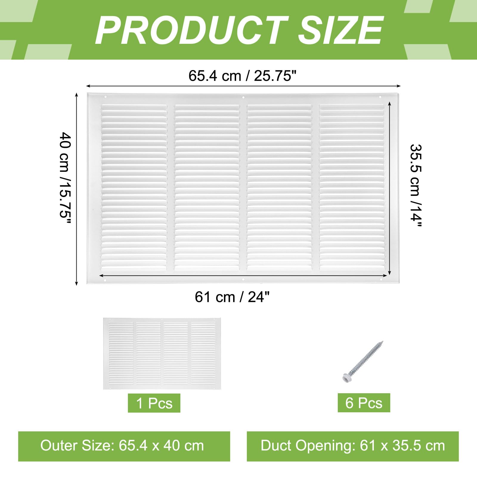 PATIKIL Rejilla De Ventilación De 24" X 14" Para Apertura De Conducto, Rejilla De Suministro De Aire Registro Rejilla De Filtro De Aire De Retorno Cara/Puerta Extraíble Para Pared Techo