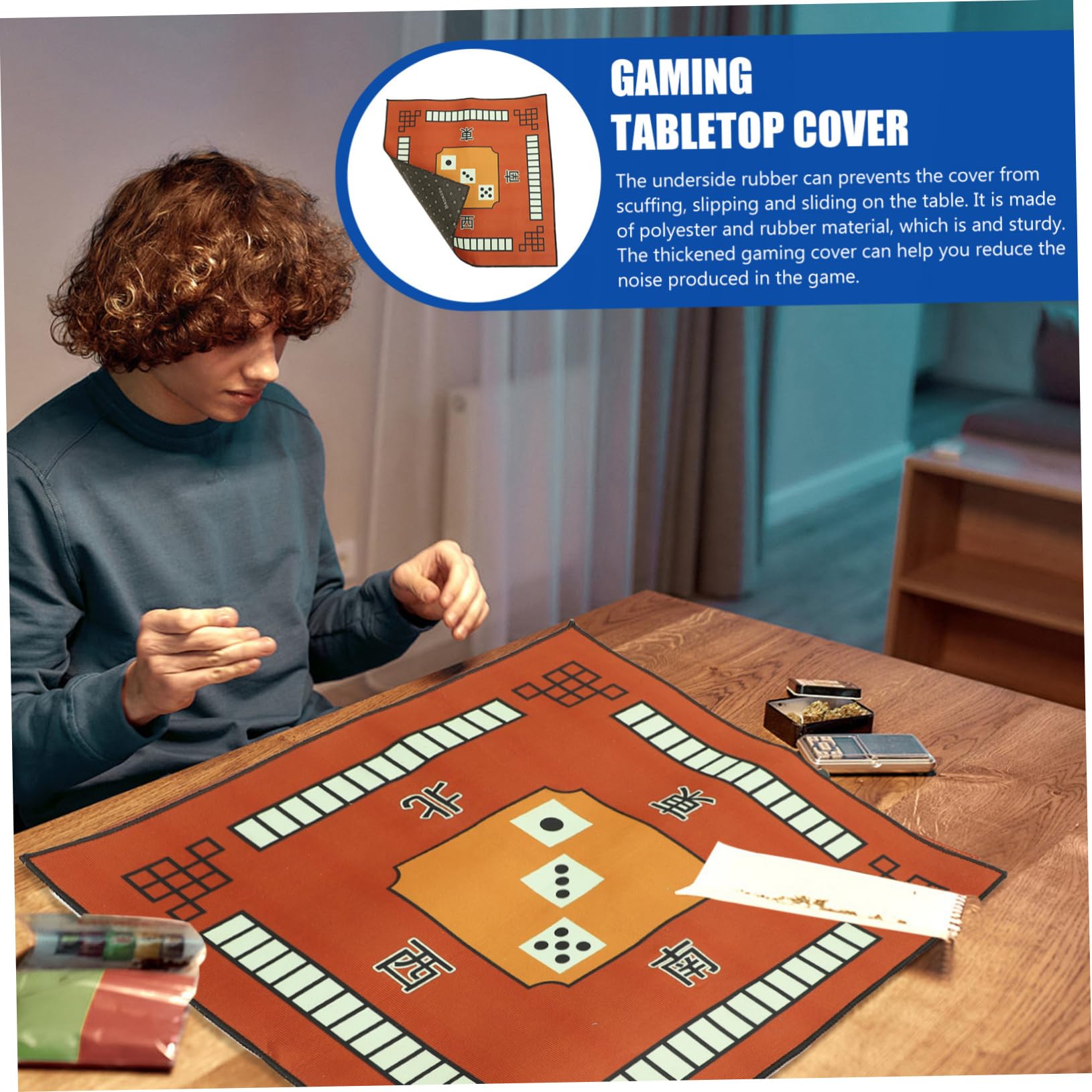 TOYANDONA Tapete para Mesa Multijuegos Cuadrado, Funda Antideslizante y Acolchada para Juego de Dominó y Mahjong, Protección Duradera Fieltro Grueso, Adecuado para Partidas Silenciosas