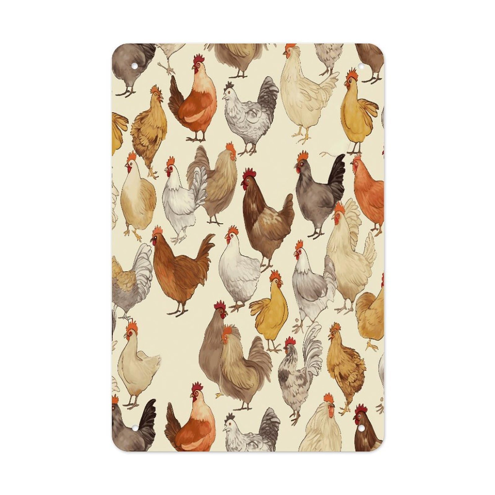 Btcowzrv Style A Brood Of Chickens Metal Tin Sign Wall Decor Hanging Plaque