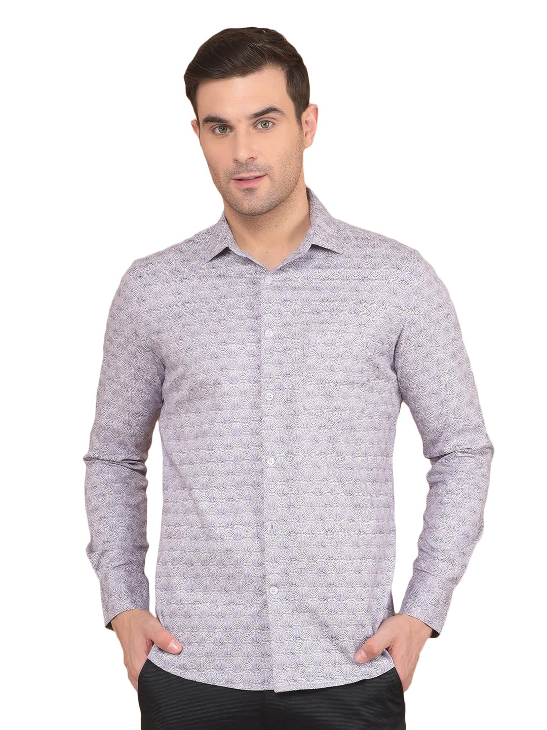 Crimsoune Club Men's Purple Printed 100% Cotton Shirt-picture-23