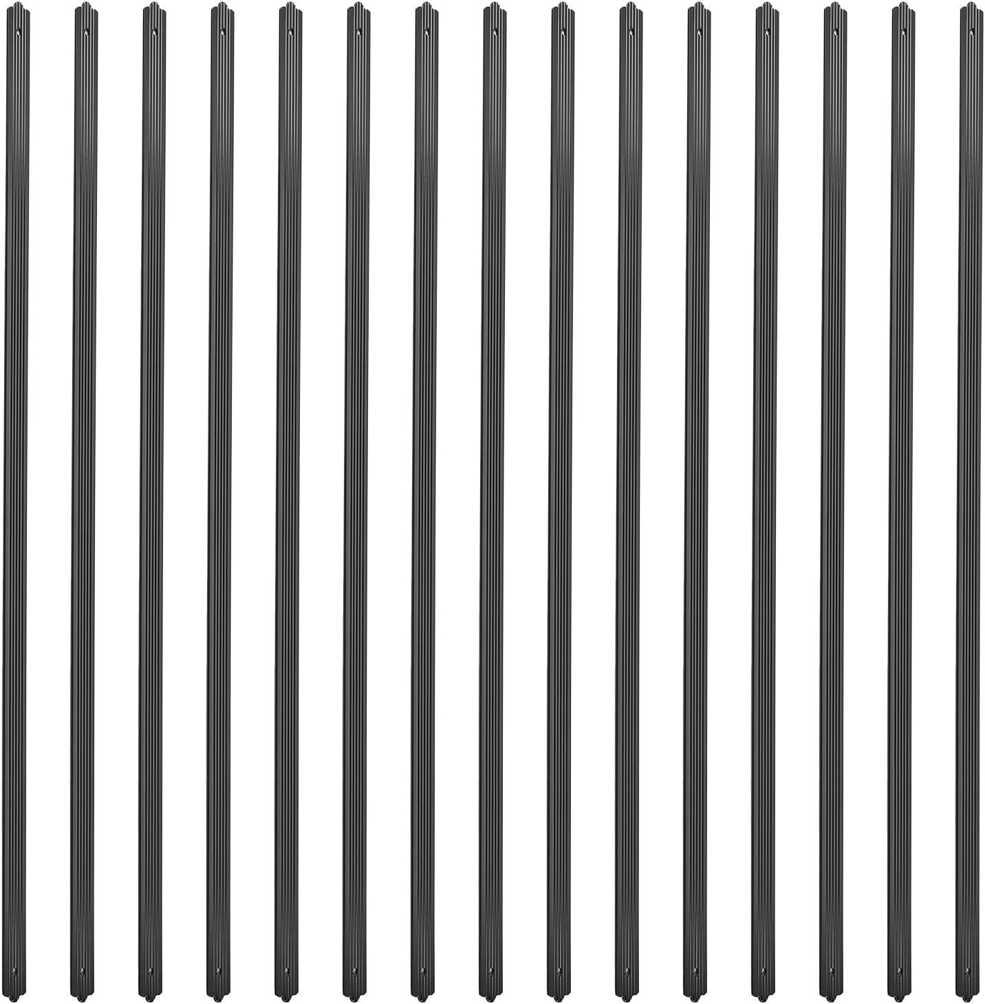 Towallmark 50 Pack Aluminum Deck Balusters, 32.25 x 1 x 0.1 inch Flat Straight Grooved Porch Railing, Matte Black