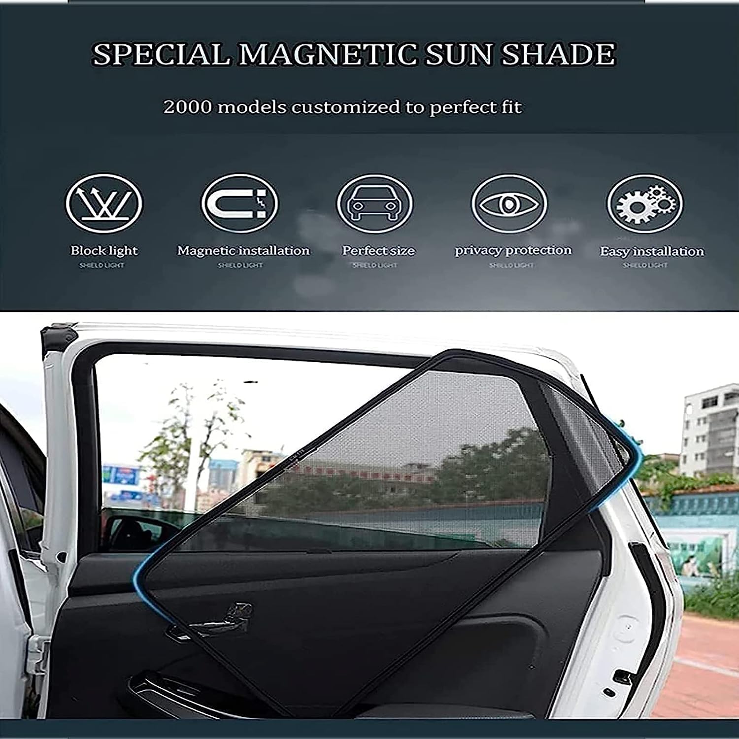 VOIV Auto Tendine Parasole Magnetica per MG ZS SUV 2017 2018 2019 2020 2021 2022 2023-, Anti-Zanzara Antipolvere dai Raggi UV Finestrini Laterali Parabrezza Tendine Visiera Accessories,6Side
