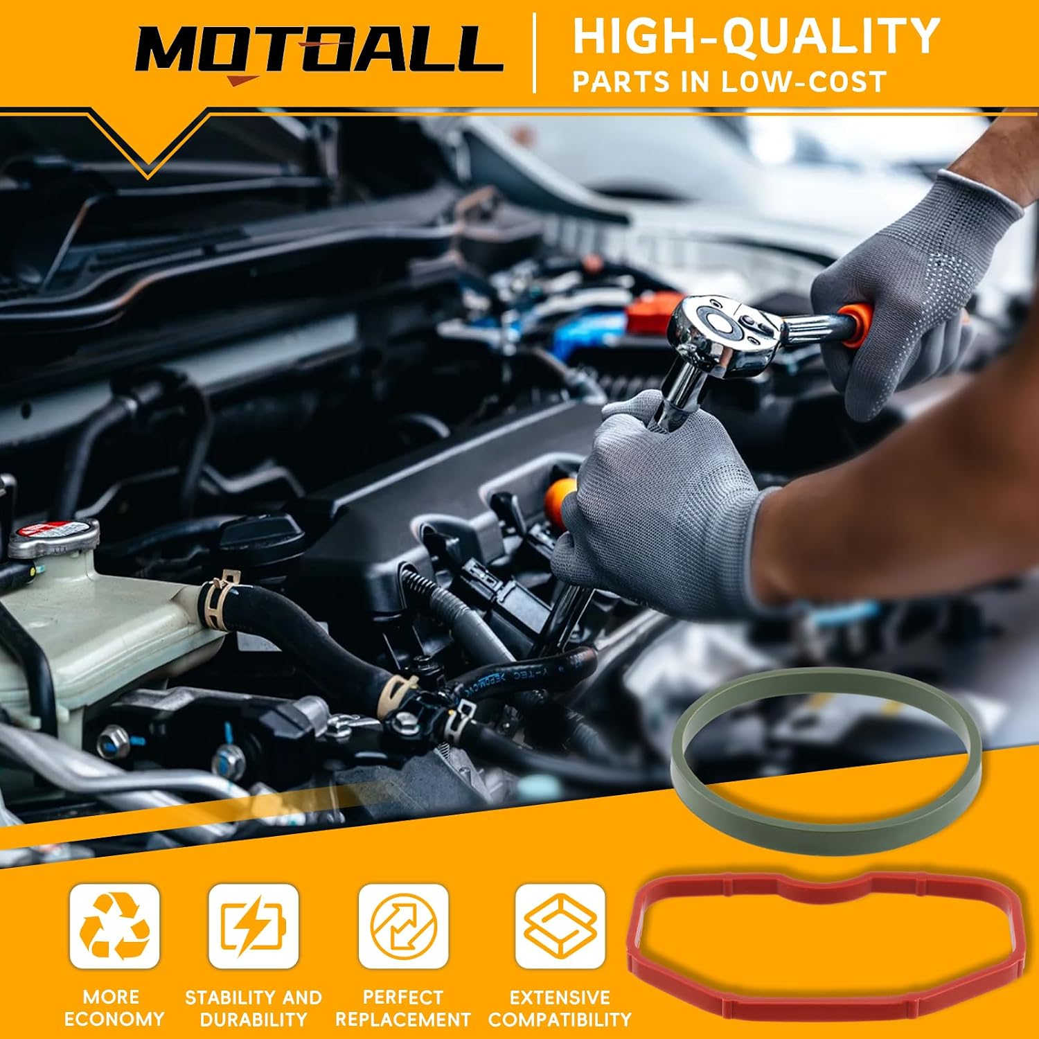 MOTOALL 079129717B Upper & Lower Intake Manifold Gaskets Fit for Audi B8 S4 SQ5 A6 Replaces# 079129717D