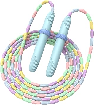 Beaded Jump Rope 1 Pack/2 Pack, ACEONE Segmented Skipping Rope for Kids Adults, Adjustable Tangle-Free Toddler Jumping Rope for Fitness Exercise Training