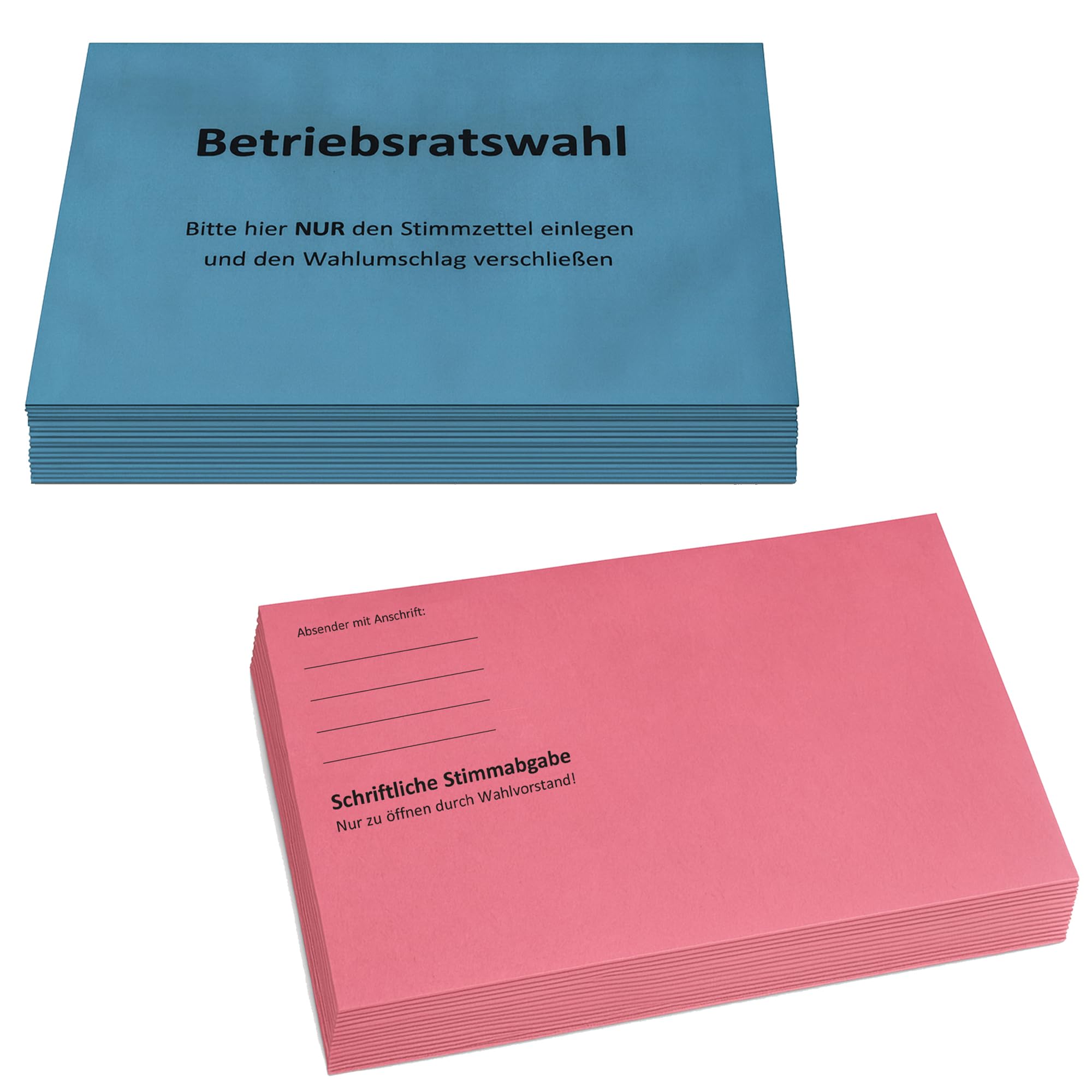 Betriebsratswahl Briefwahl Kombipaket – wahlweise: Stimmzettelumschläge C6 rot/blau + Rückumschläge B6 blau/rot, nassklebend – gesetzeskonform (C6 Blau + B6 Rot – Betriebsratswahl, 25 Stück)