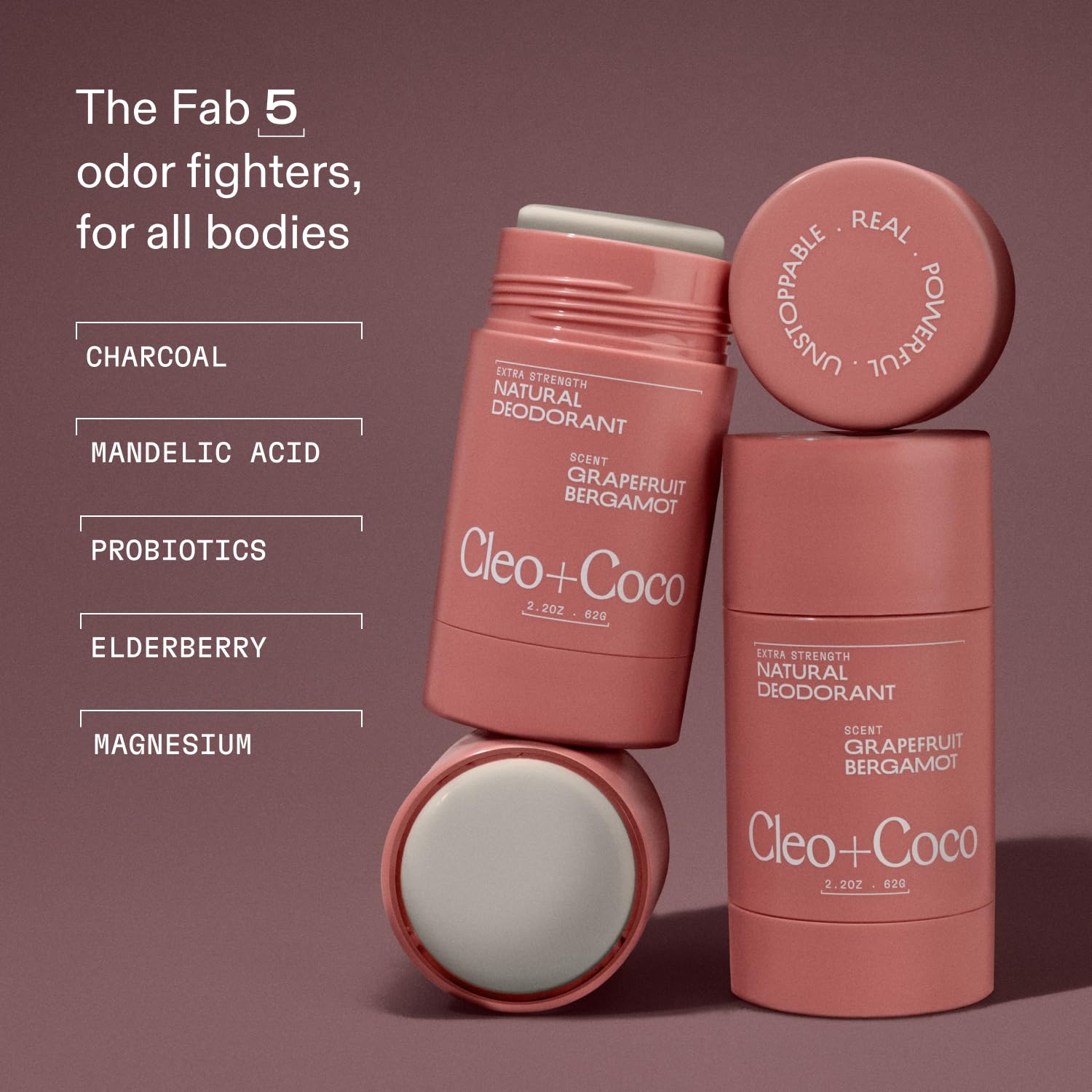 Cleo+Coco Extra Strength Deodorant Balm, Grapefruit Bergamot (2.2