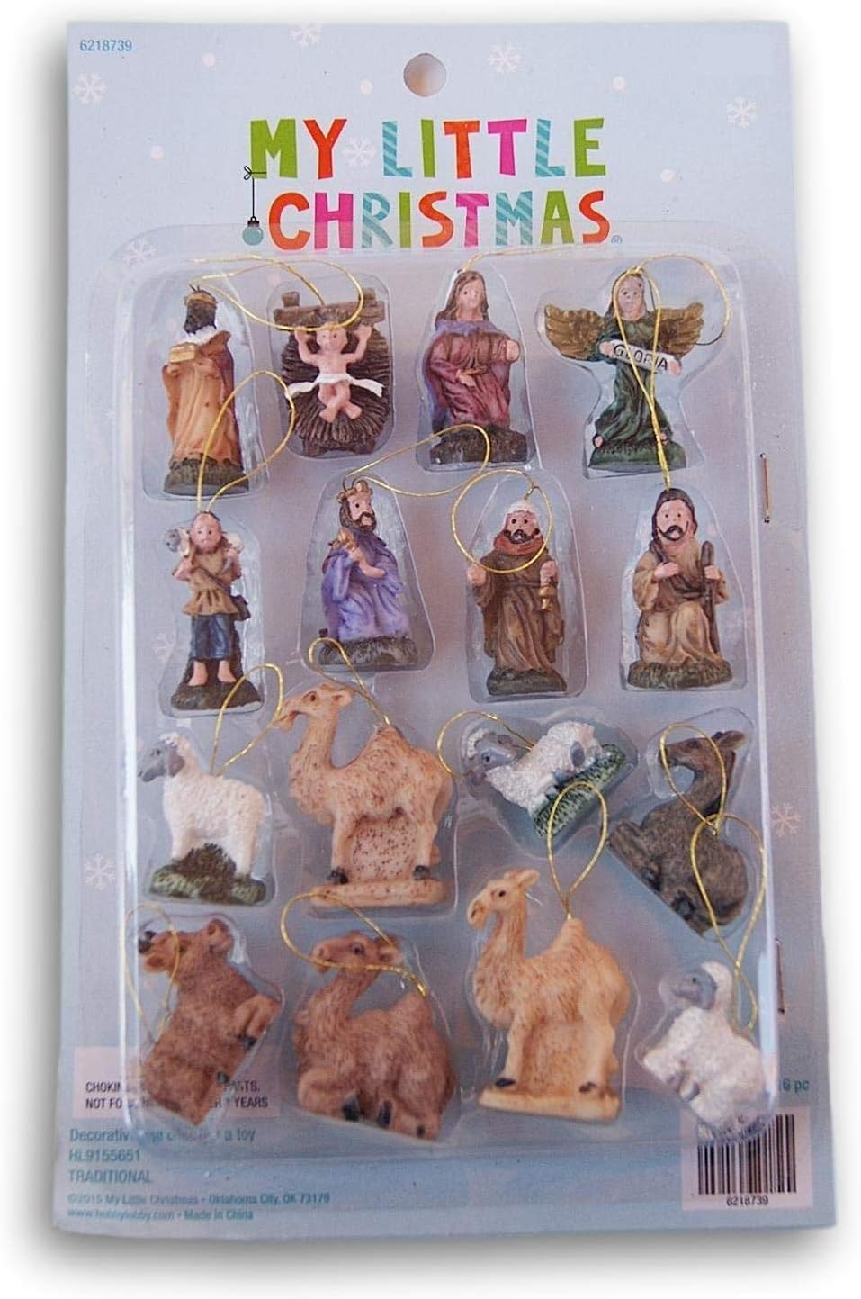 My Little Christmas Miniature Nativity Themed Ornaments - 16 Count