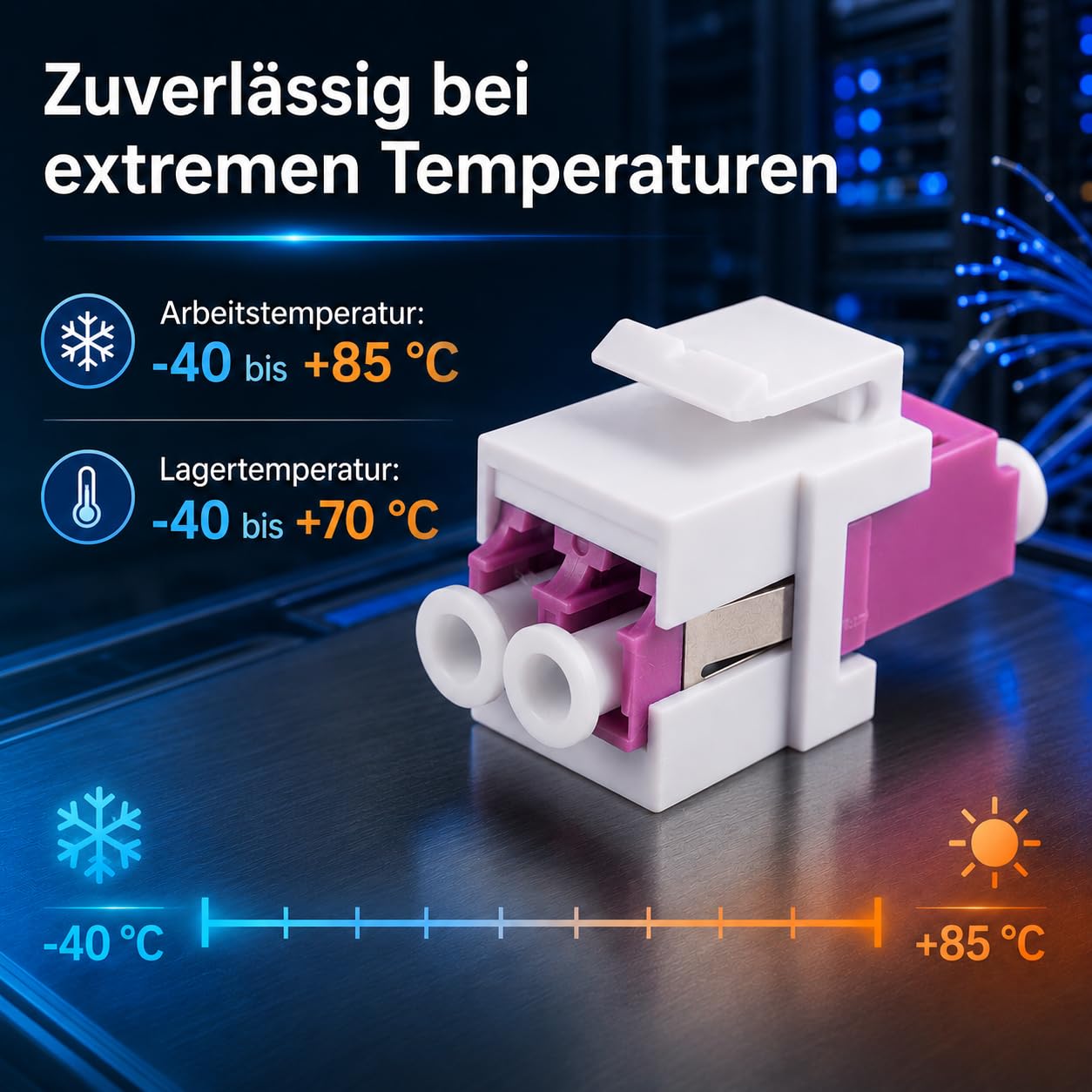 1aTTack.de 10 connettori Keystone in fibra ottica OM4 (UPC o PC) LC Duplex femmina a LC Duplex femmina multimodale viola