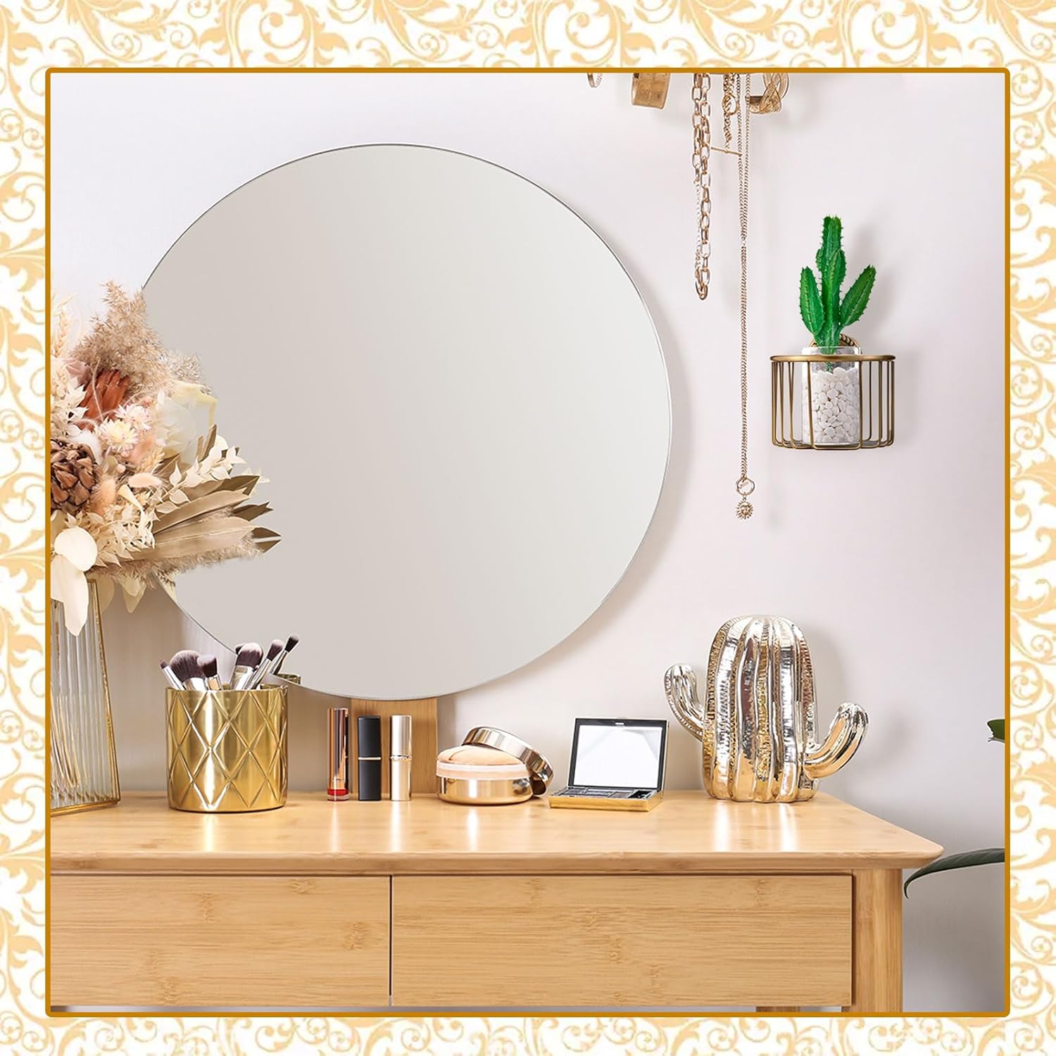 LemonRoad 2 Pack Vintage Brass Toilet Paper Holder Wall Mounted Antique Decorative Toilet Paper Holder for Plant and Candles, Victorian Bathroom Decor Accessories, for Roll with Diameter Within 5 Inch