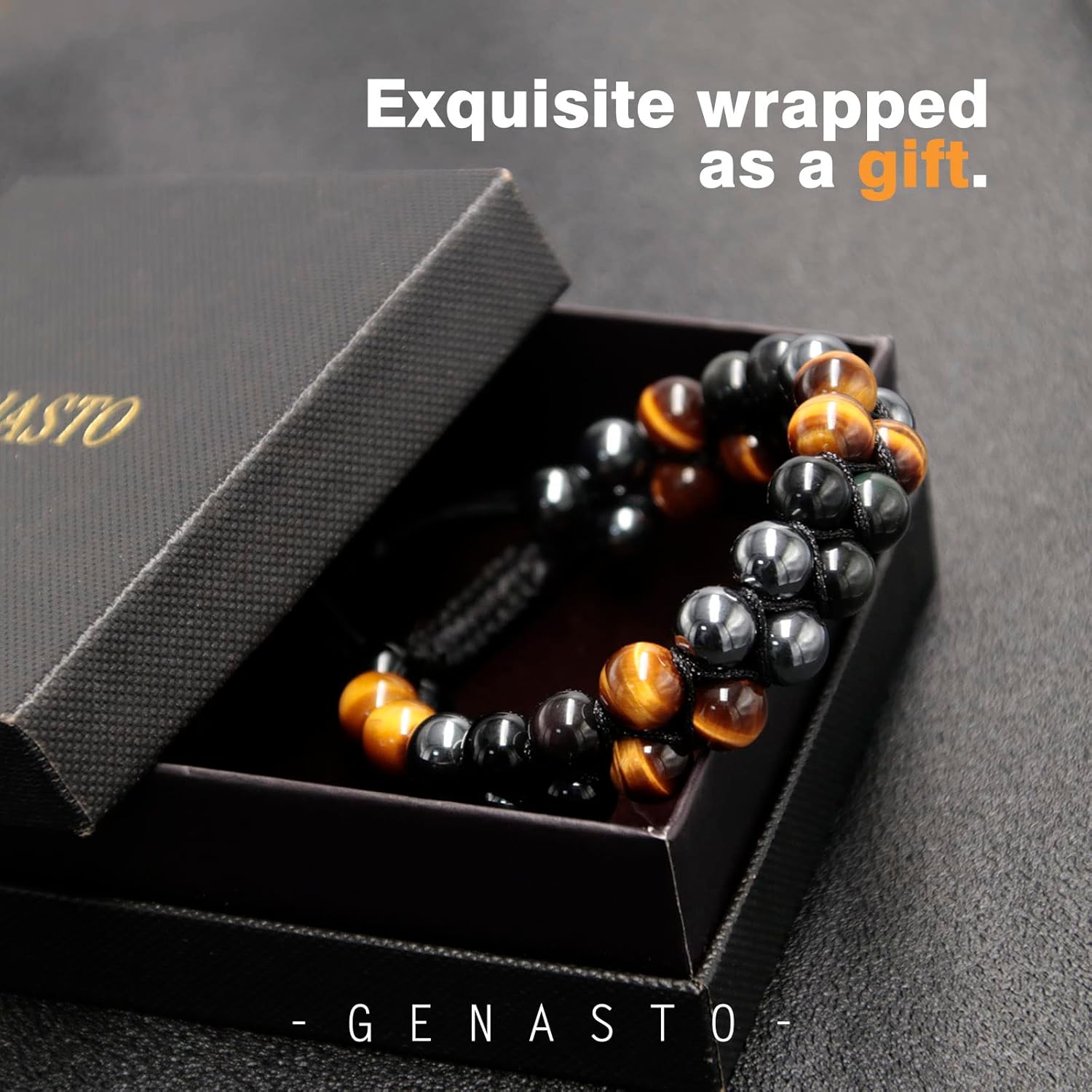 Healing Crystals Tigers Eye Black Obsidian Hematite 8mm Stone Beads Good Luck Triple Protection Bracelet for Men Women