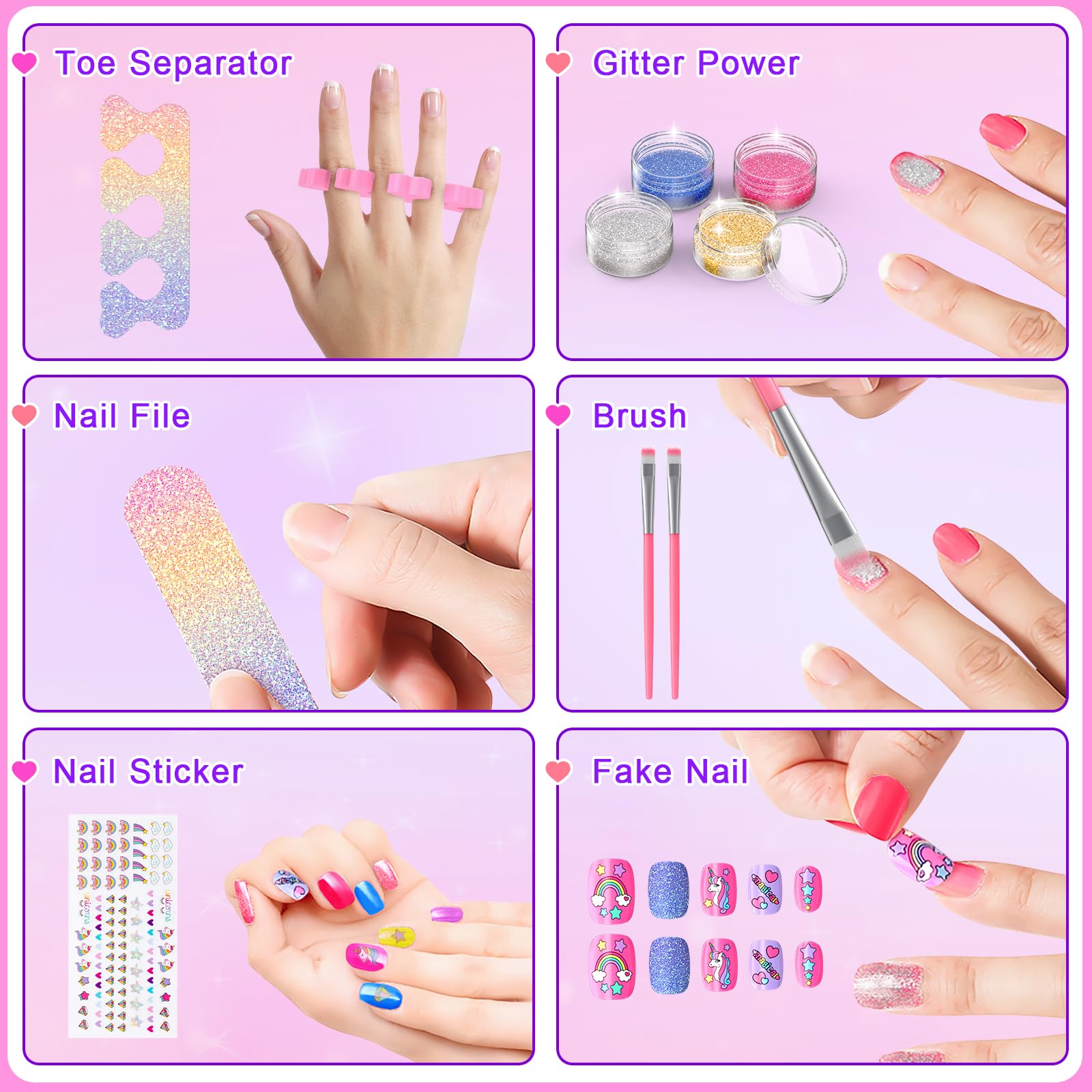 Kids Nail Polish Set for Girls, Non-Toxic Quick Dry Nail Art Salon Kit with Nail Dryer and Peelable Nail Polish,Ideal Gift Toys for Girls Age 6-12