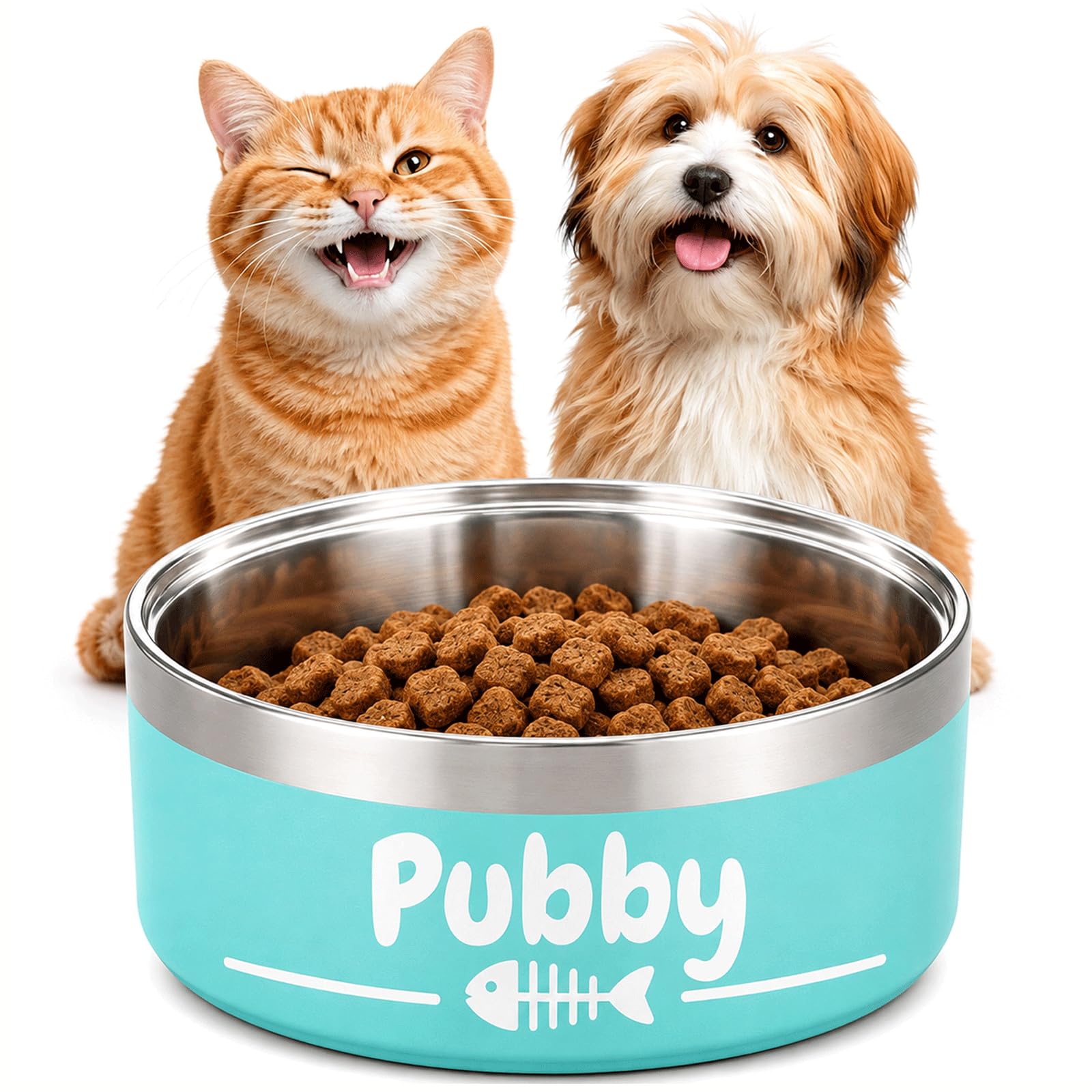 Custom Dog Cat Bowl With Name Stainless Steel Green personalized gifts for pets